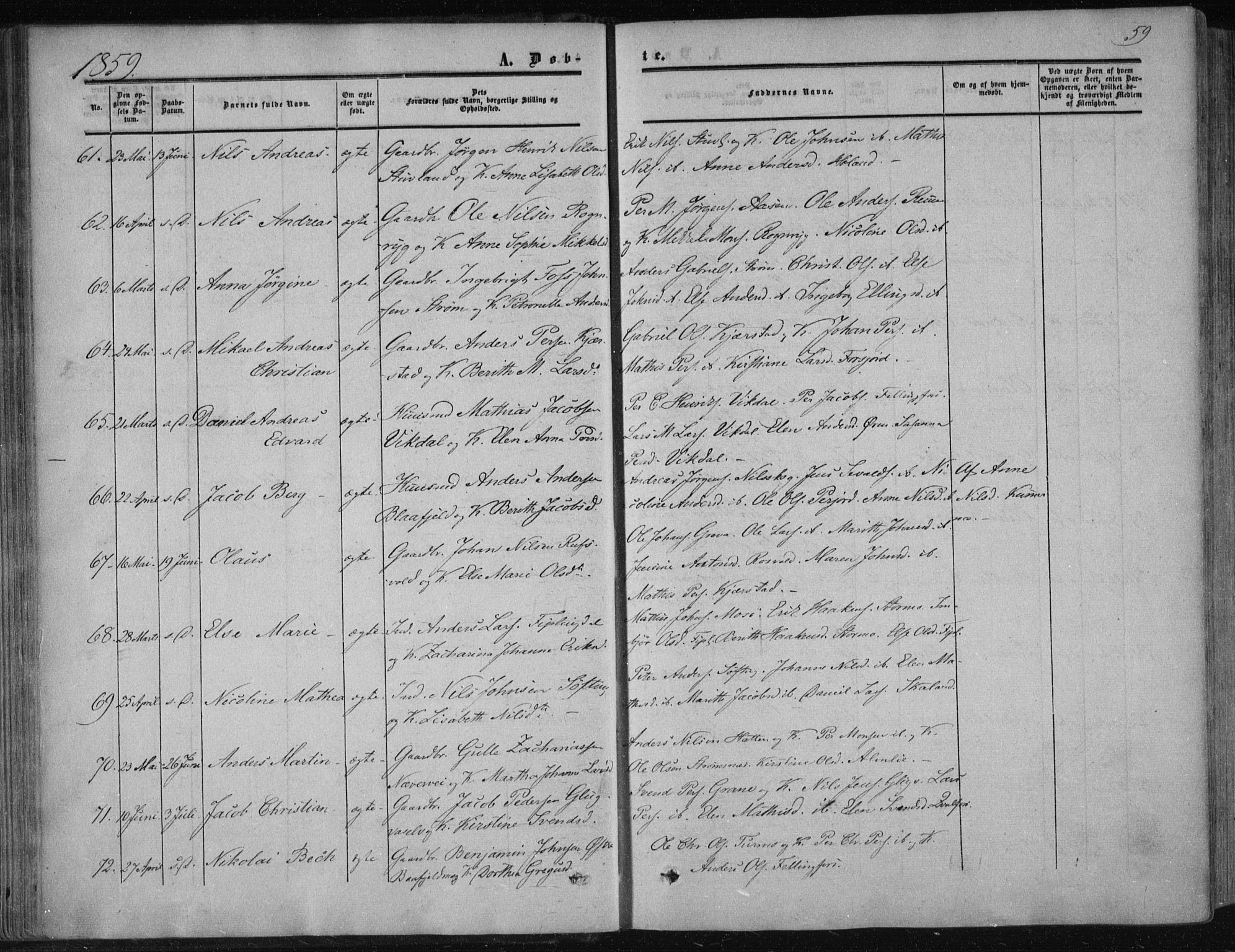Ministerialprotokoller, klokkerbøker og fødselsregistre - Nordland, SAT/A-1459/820/L0293: Parish register (official) no. 820A14, 1855-1865, p. 59
