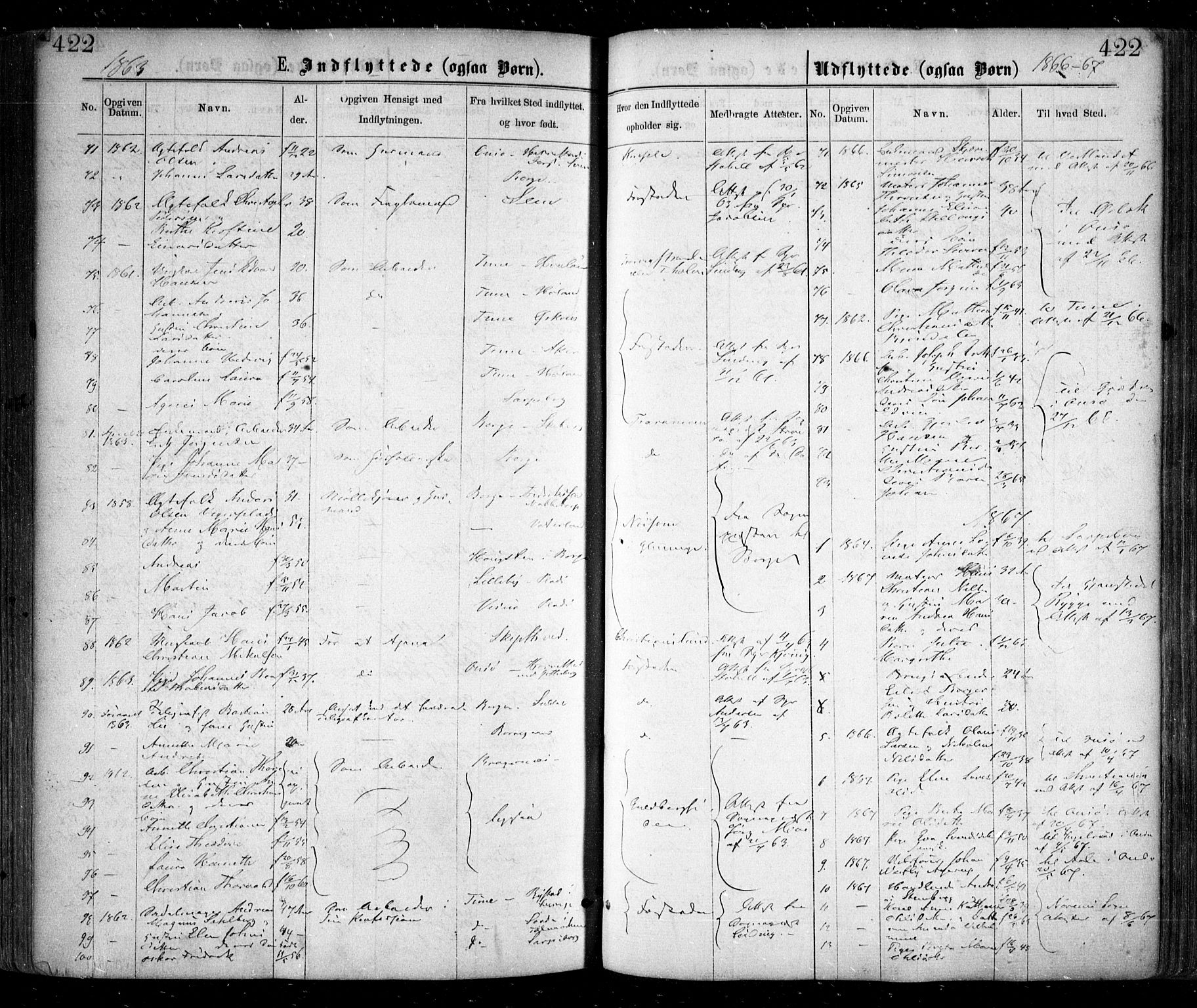 Glemmen prestekontor Kirkebøker, SAO/A-10908/F/Fa/L0008: Parish register (official) no. 8, 1862-1871, p. 422