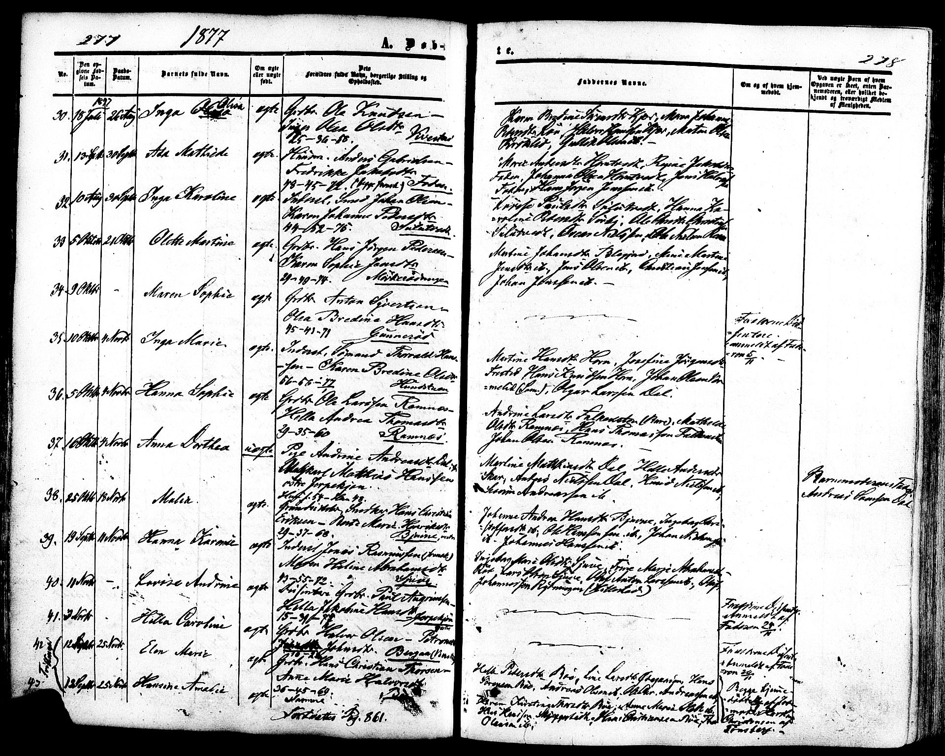 Ramnes kirkebøker, AV/SAKO-A-314/F/Fa/L0006: Parish register (official) no. I 6, 1862-1877, p. 277-278