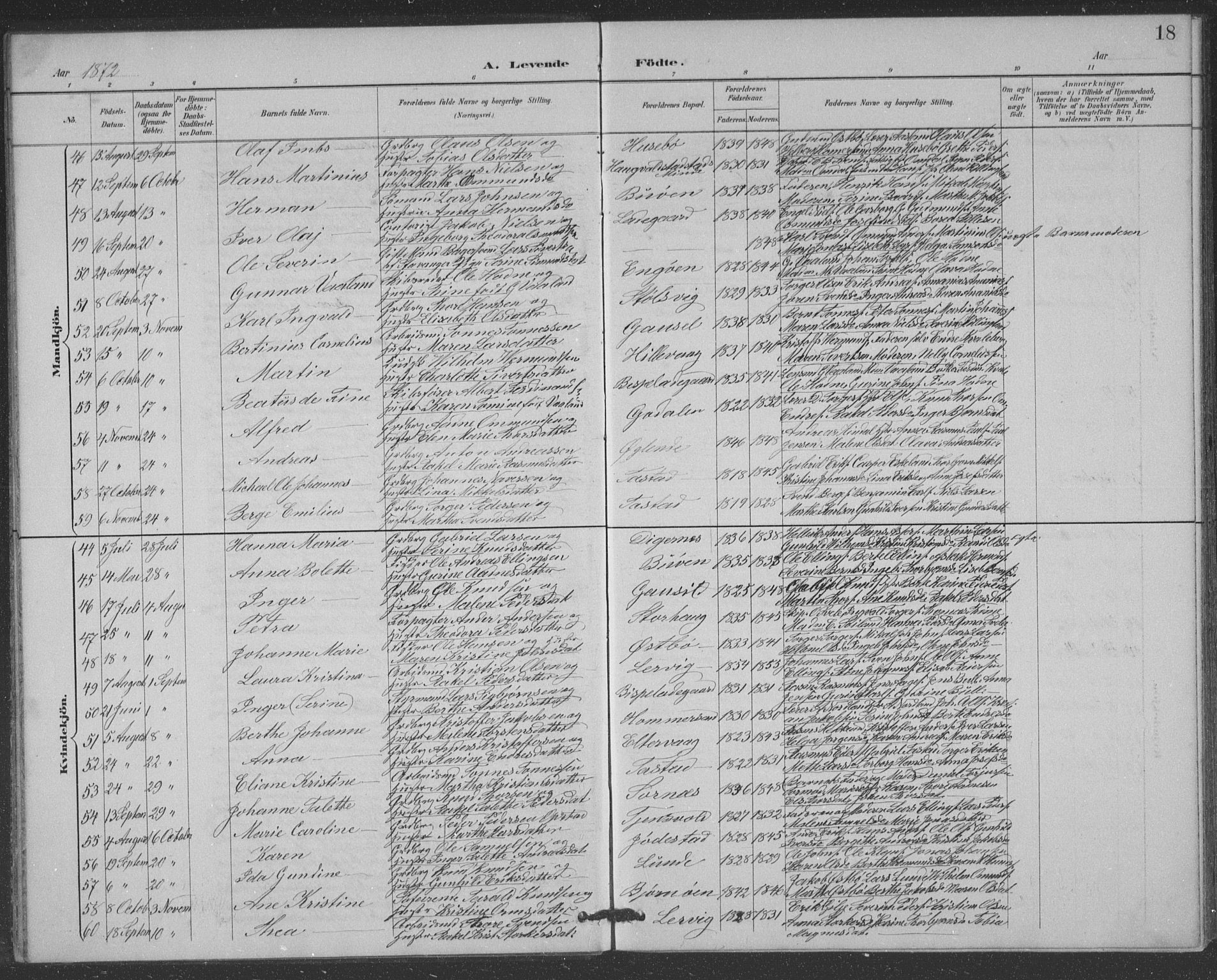 Hetland sokneprestkontor, AV/SAST-A-101826/30/30BB/L0004: Parish register (copy) no. B 4, 1869-1877, p. 18