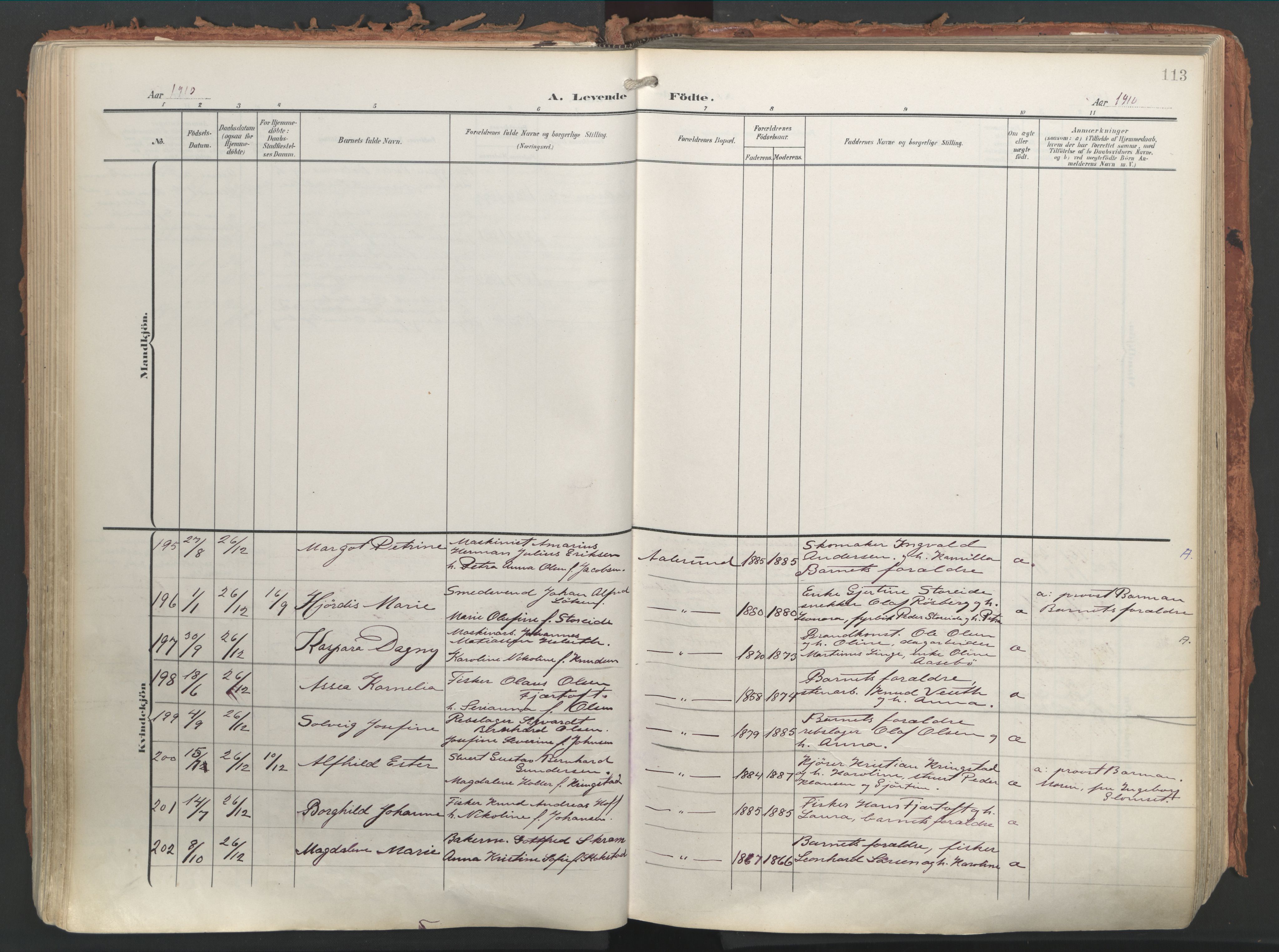 Ministerialprotokoller, klokkerbøker og fødselsregistre - Møre og Romsdal, SAT/A-1454/529/L0460: Parish register (official) no. 529A10, 1906-1917, p. 113