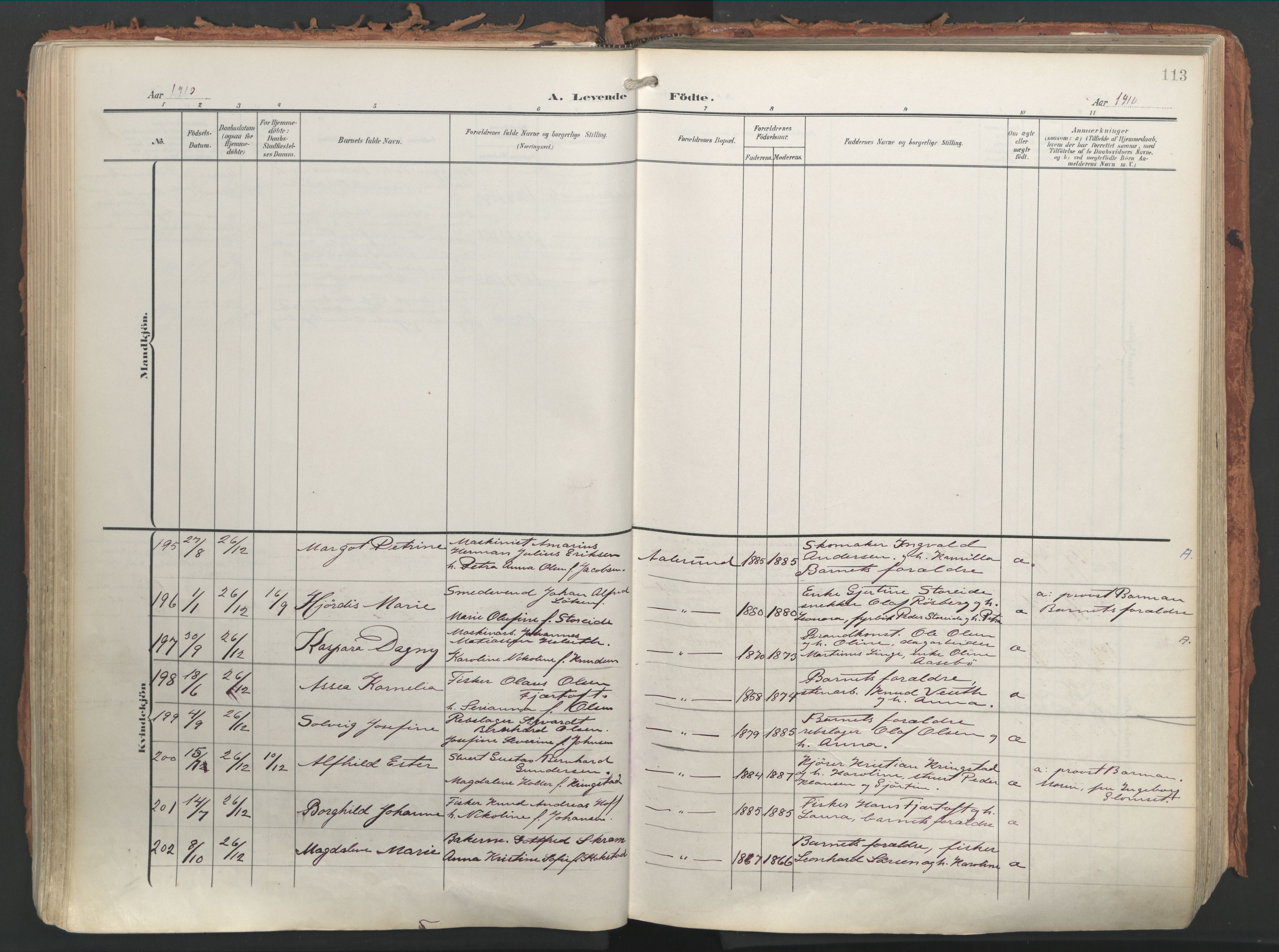 Ministerialprotokoller, klokkerbøker og fødselsregistre - Møre og Romsdal, AV/SAT-A-1454/529/L0460: Parish register (official) no. 529A10, 1906-1917, p. 113