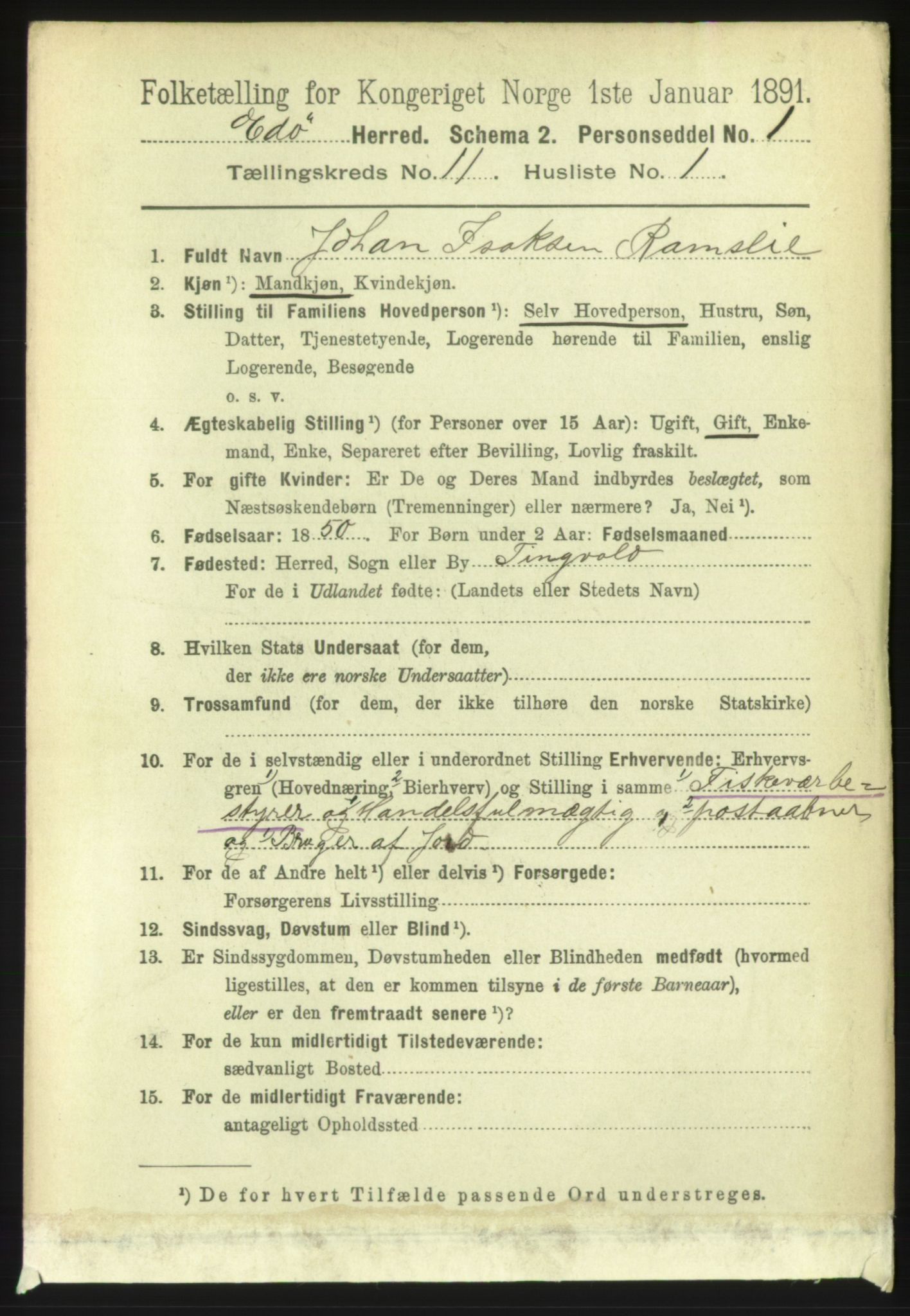 RA, 1891 census for 1573 Edøy, 1891, p. 2955