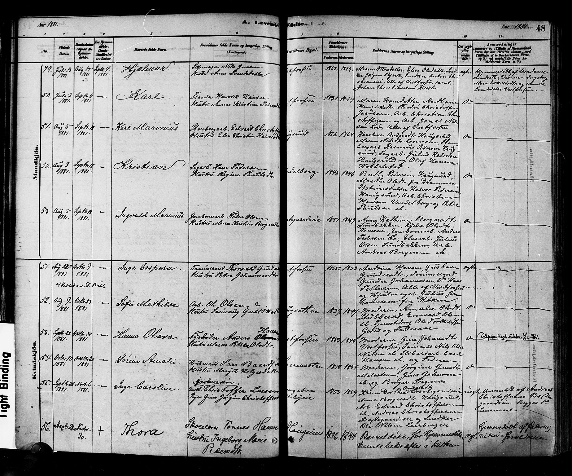 Eiker kirkebøker, AV/SAKO-A-4/F/Fb/L0001: Parish register (official) no. II 1, 1878-1888, p. 48