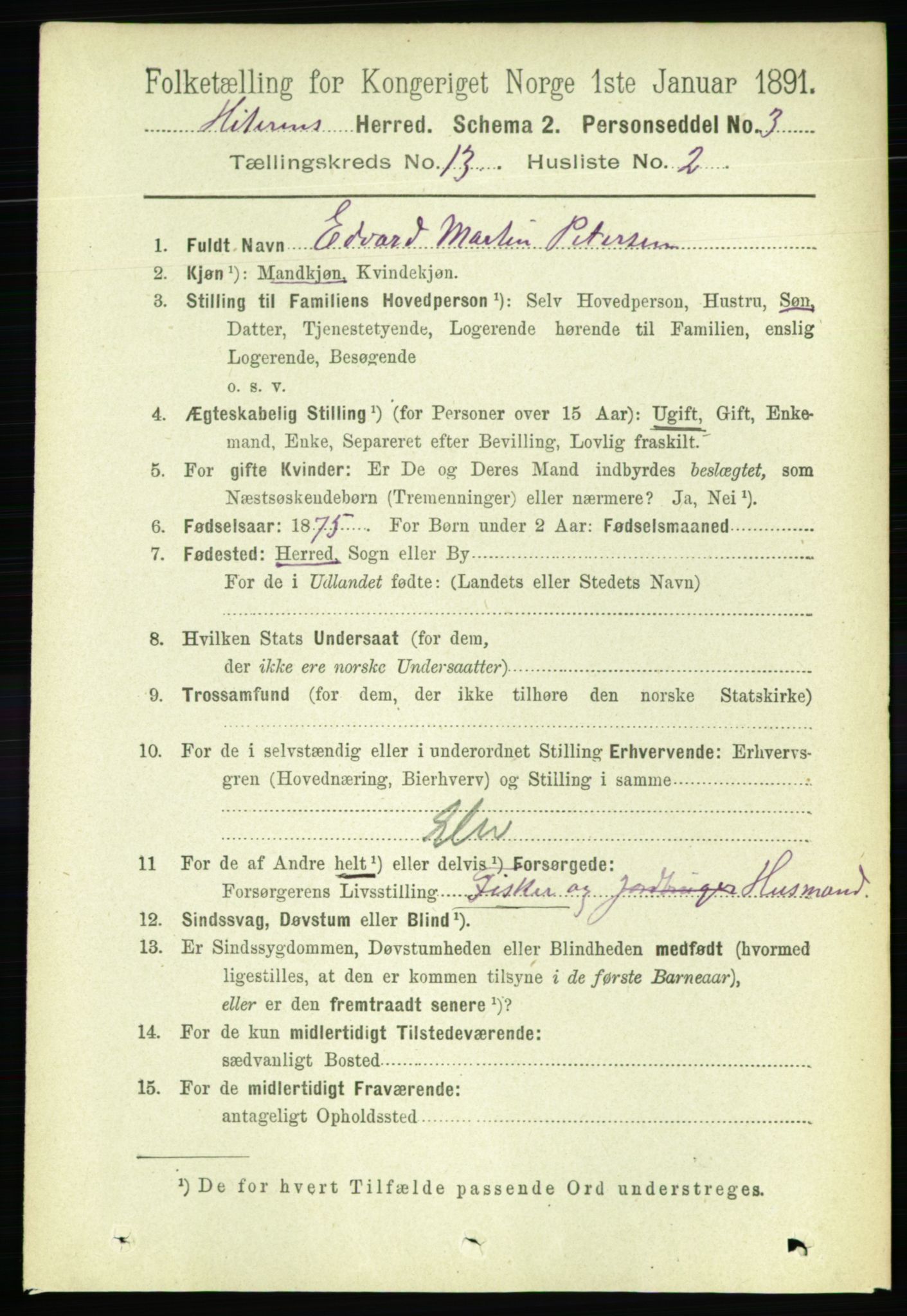 RA, 1891 census for 1617 Hitra, 1891, p. 2741