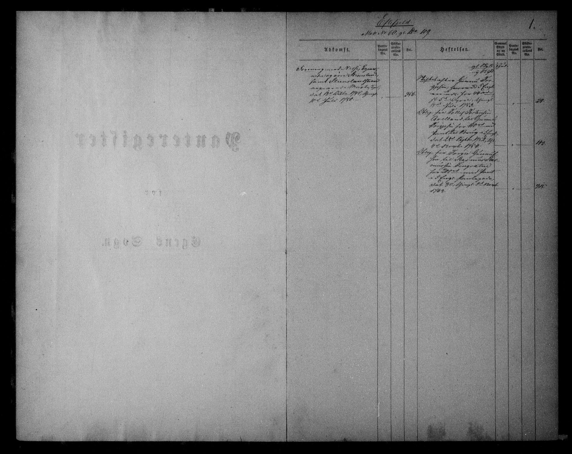 Lister sorenskriveri, AV/SAK-1221-0003/G/Ga/L0005: Mortgage register no. 5, 1738-1810, p. 1