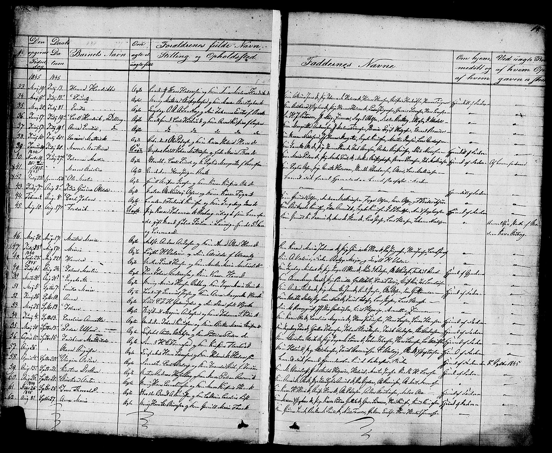 Stavern kirkebøker, AV/SAKO-A-318/F/Fa/L0007: Parish register (official) no. 7, 1840-1877, p. 14