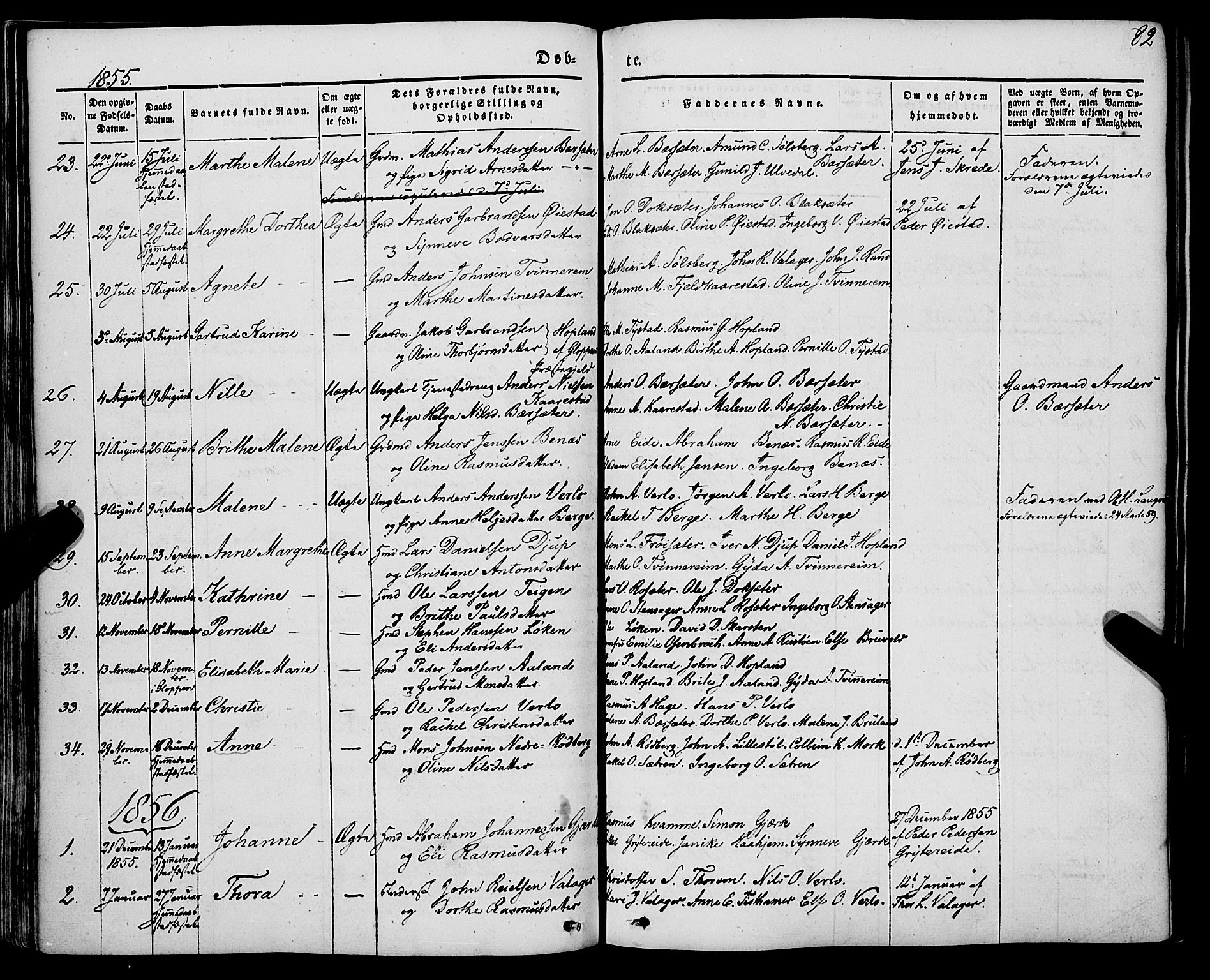 Innvik sokneprestembete, SAB/A-80501: Parish register (official) no. A 5, 1847-1865, p. 82