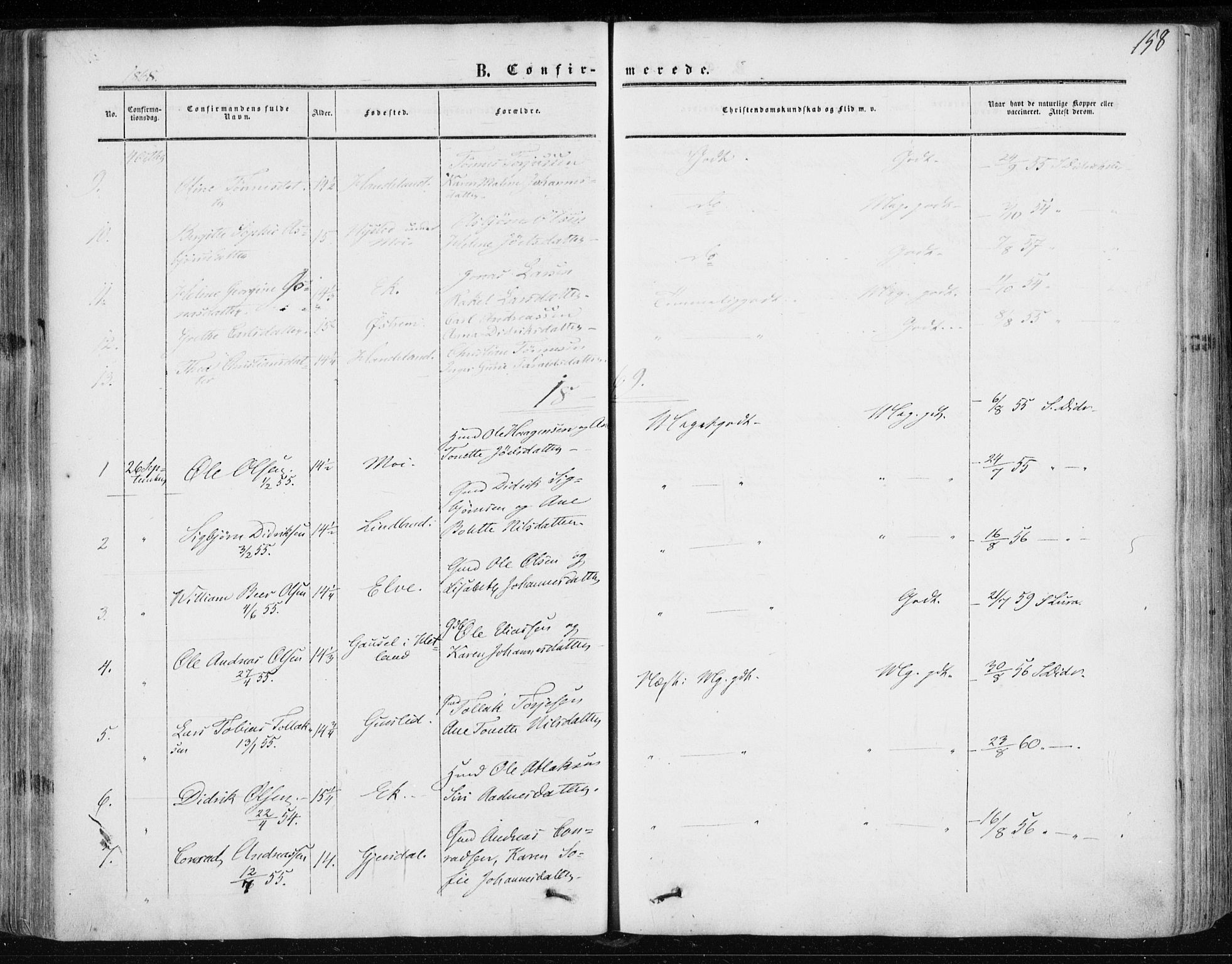 Lund sokneprestkontor, AV/SAST-A-101809/S06/L0009: Parish register (official) no. A 8, 1853-1877, p. 158