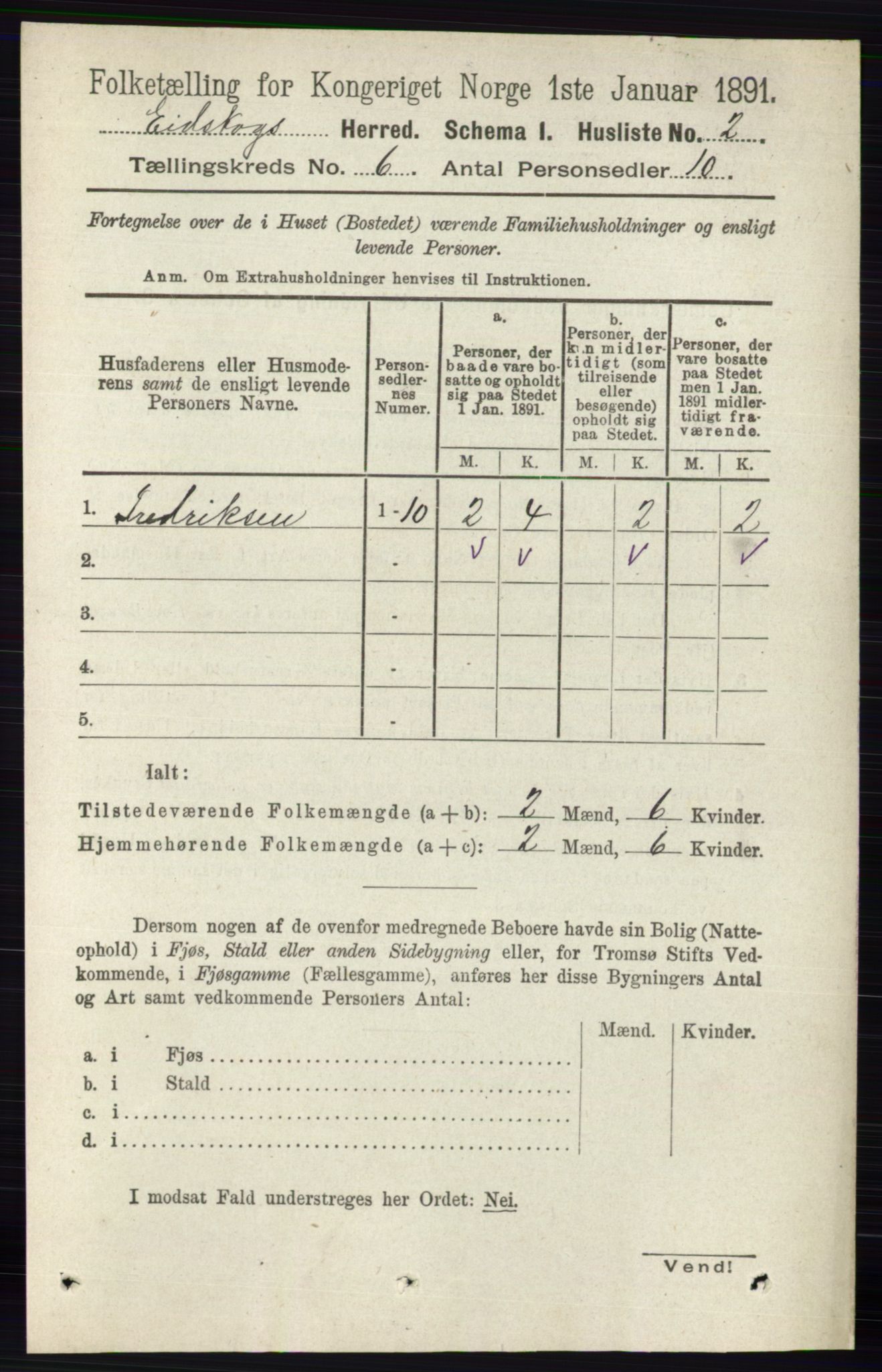 RA, 1891 census for 0420 Eidskog, 1891, p. 2713