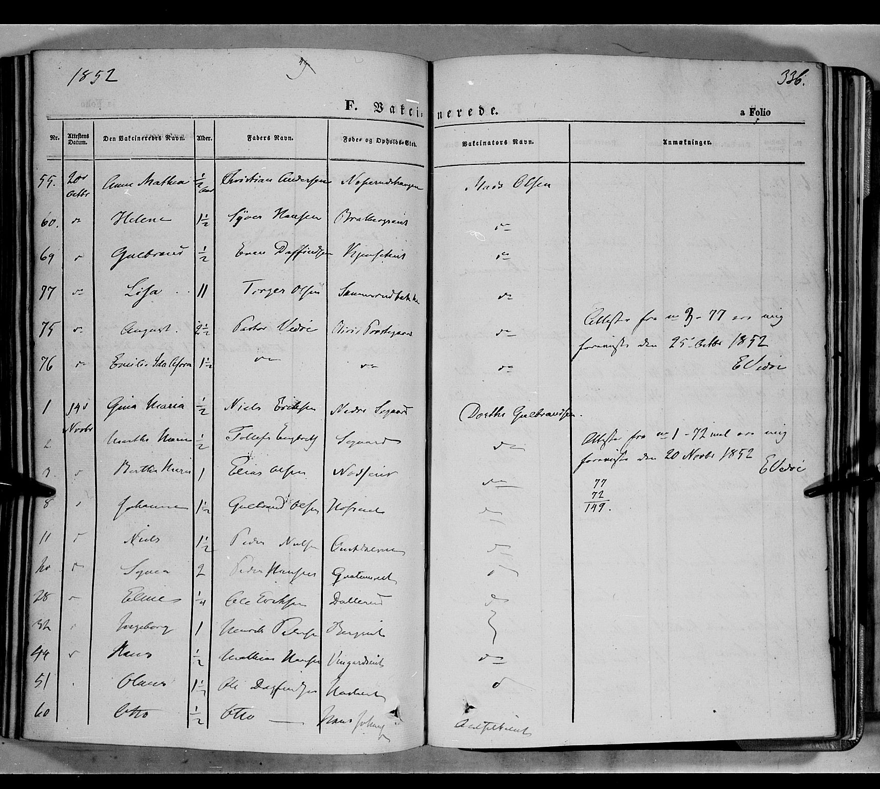 Biri prestekontor, SAH/PREST-096/H/Ha/Haa/L0005: Parish register (official) no. 5, 1843-1854, p. 336