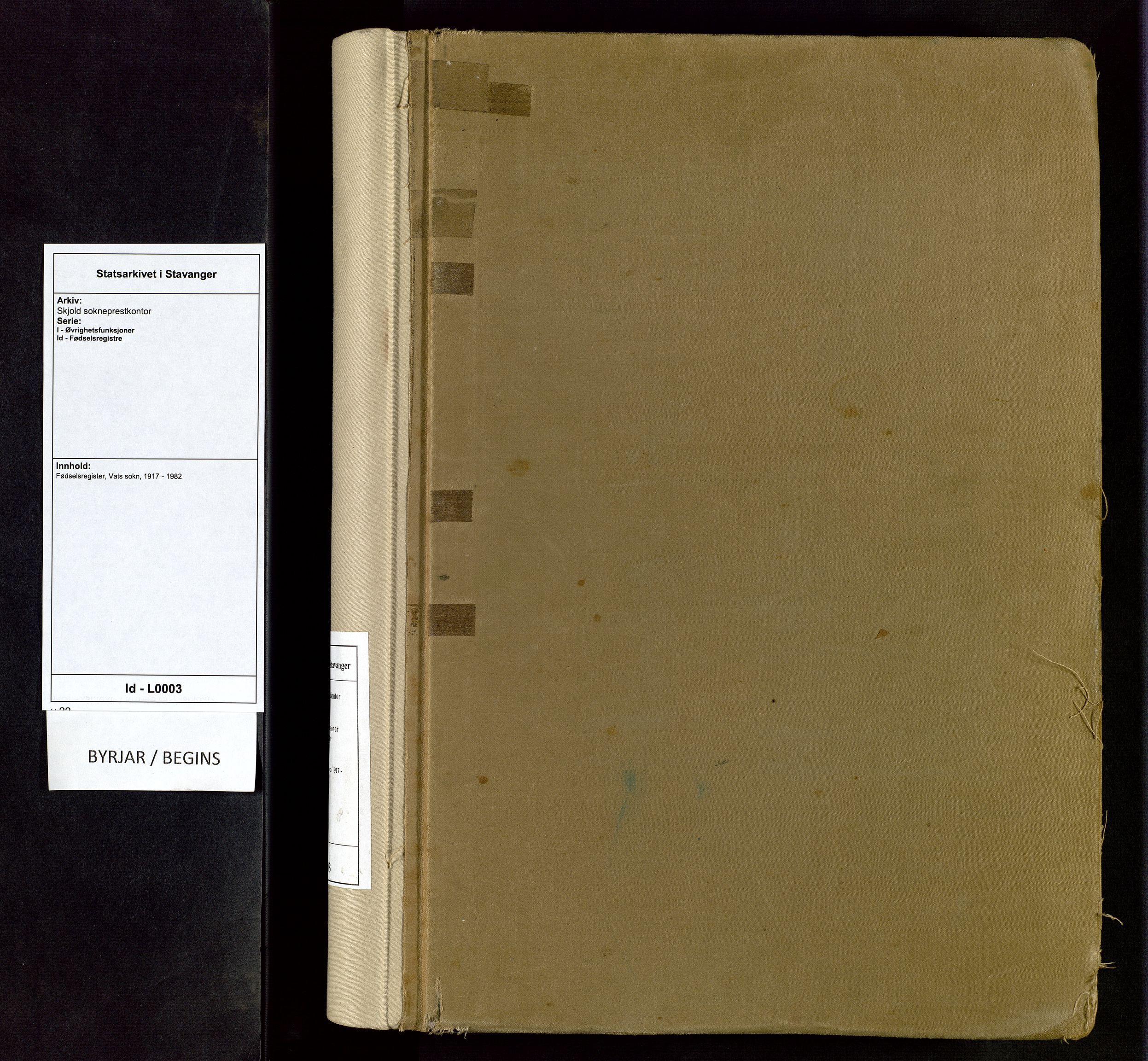 Skjold sokneprestkontor, AV/SAST-A-101847/I/Id/L0003: Birth register no. 3, 1917-1982