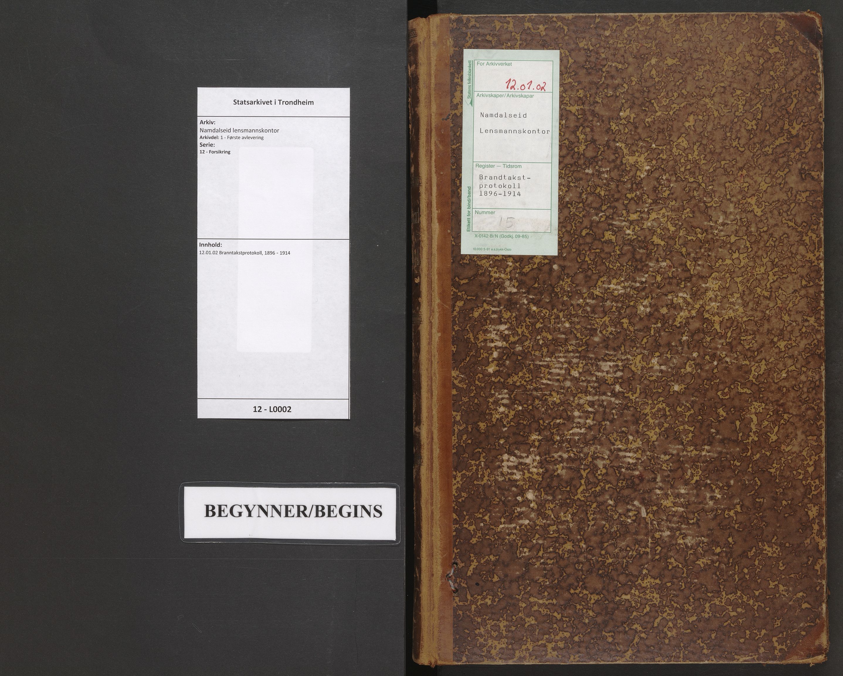 Namdalseid lensmannskontor, AV/SAT-A-1037/1/12/L0002: 12.01.02 Branntakstprotokoll, 1896-1918