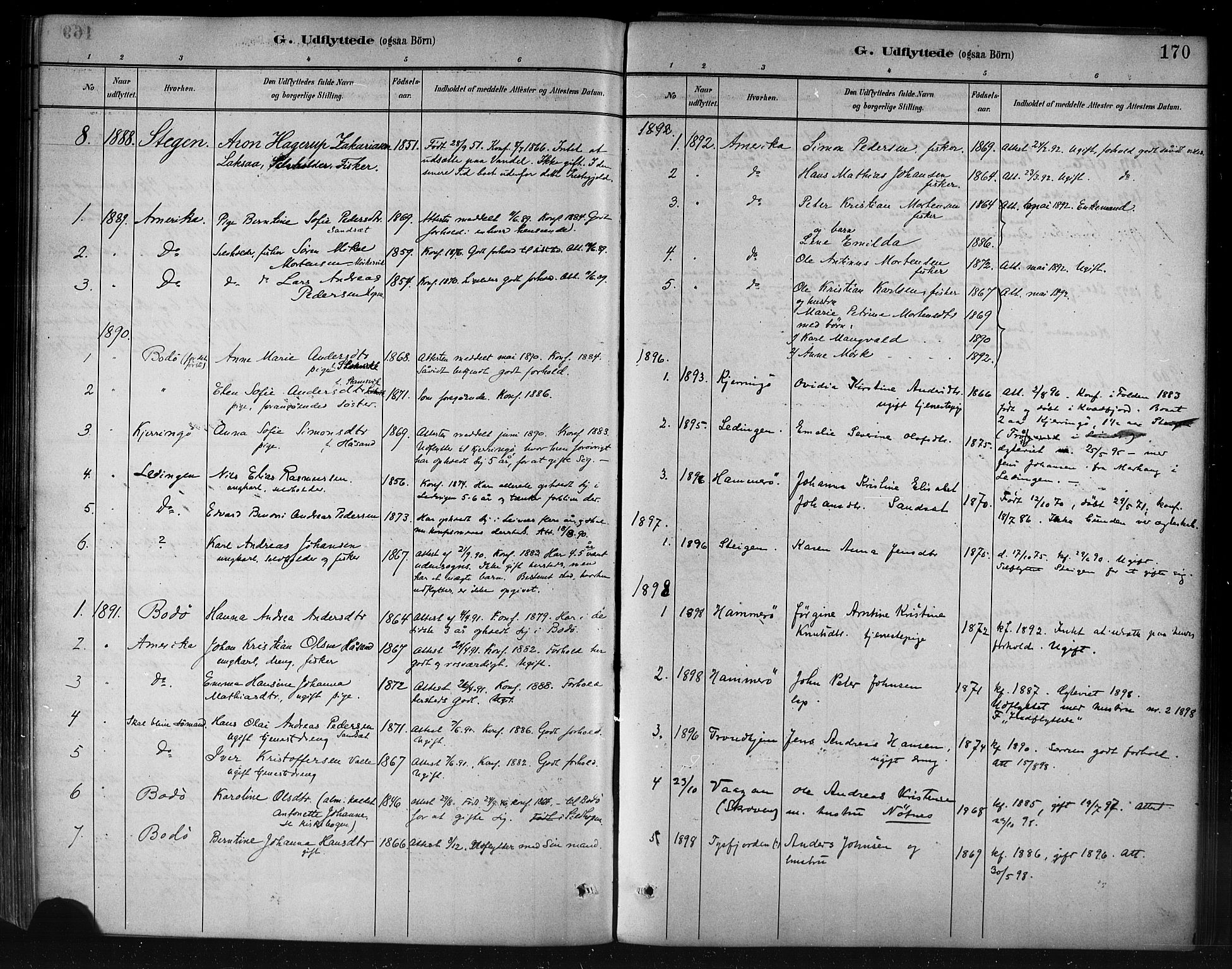 Ministerialprotokoller, klokkerbøker og fødselsregistre - Nordland, AV/SAT-A-1459/858/L0831: Parish register (official) no. 858A01, 1884-1902, p. 170