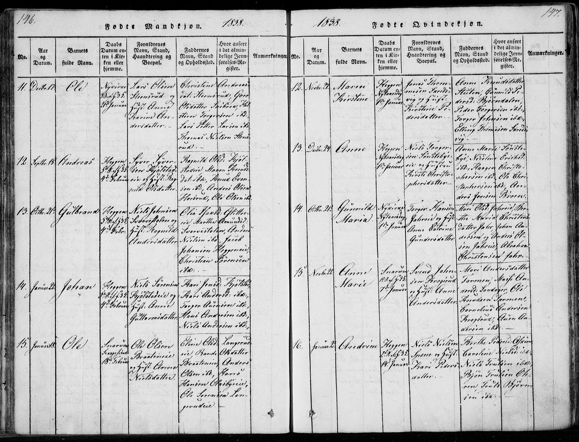 Modum kirkebøker, SAKO/A-234/F/Fa/L0006: Parish register (official) no. 6, 1832-1841, p. 146-147