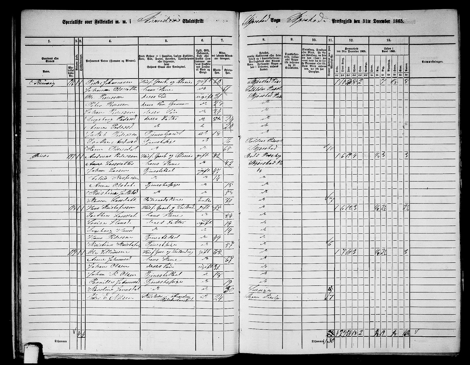 RA, 1865 census for Skjerstad, 1865, p. 33