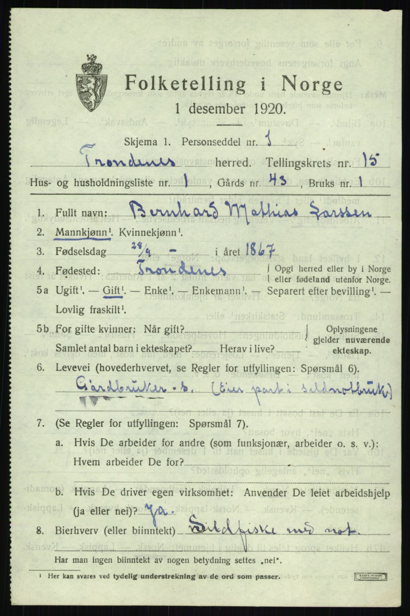 SATØ, 1920 census for Trondenes, 1920, p. 10475