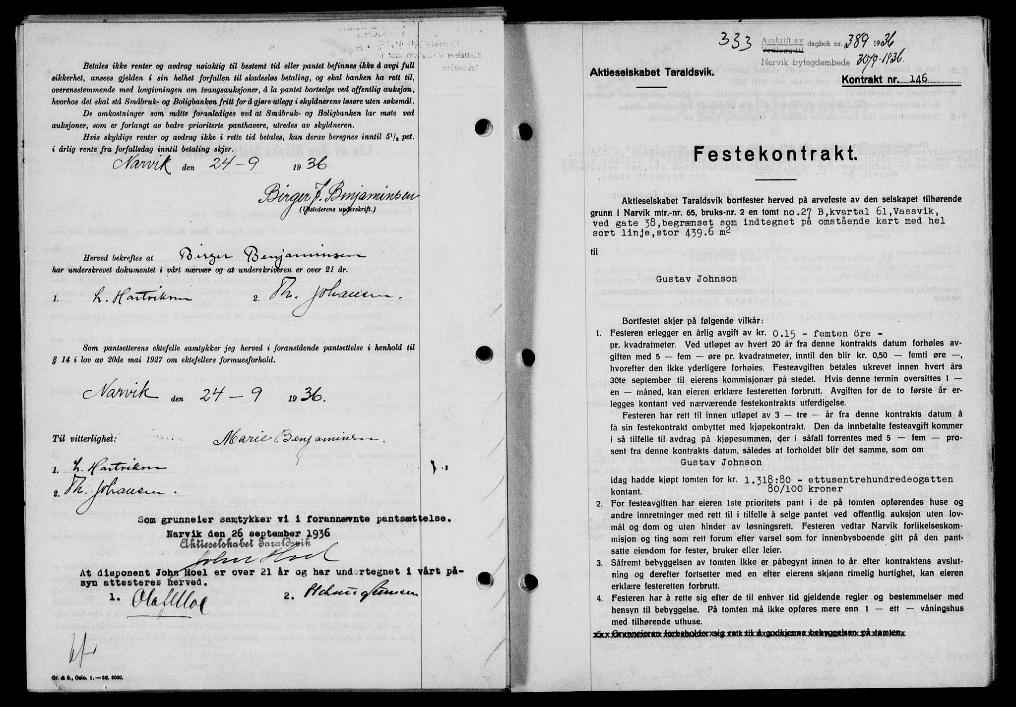 Narvik sorenskriveri, SAT/A-0002/1/2/2C/2Ca/L0011: Mortgage book no. 14, 1935-1937, Deed date: 30.09.1936