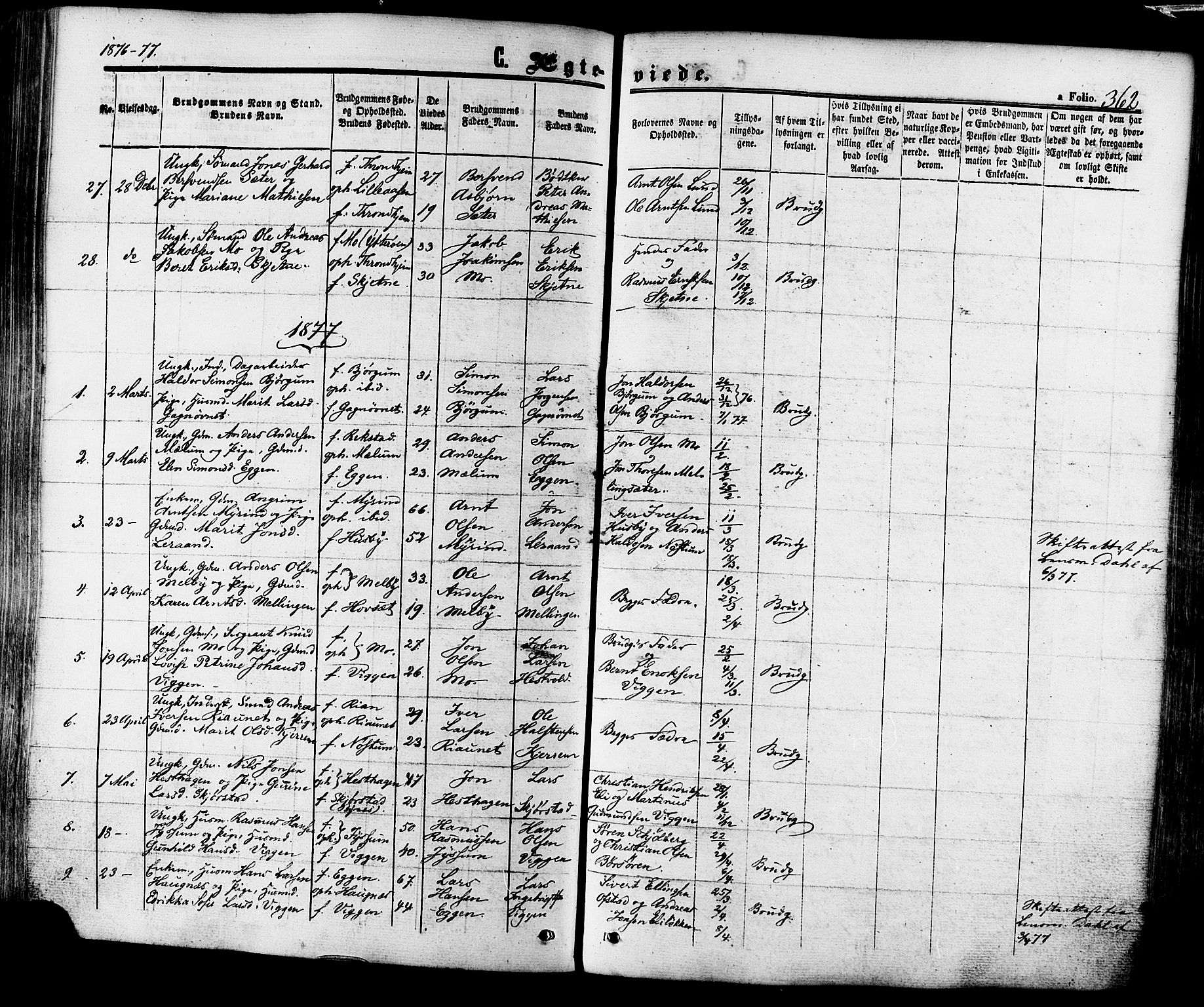 Ministerialprotokoller, klokkerbøker og fødselsregistre - Sør-Trøndelag, SAT/A-1456/665/L0772: Parish register (official) no. 665A07, 1856-1878, p. 362