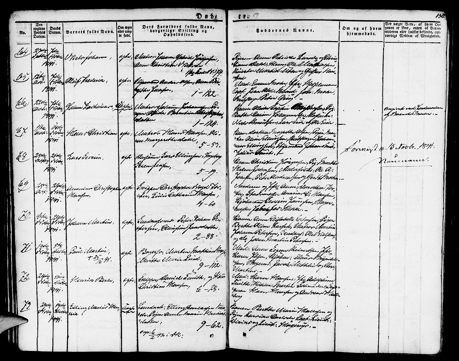 Nykirken Sokneprestembete, AV/SAB-A-77101/H/Haa/L0012: Parish register (official) no. A 12, 1821-1844, p. 130