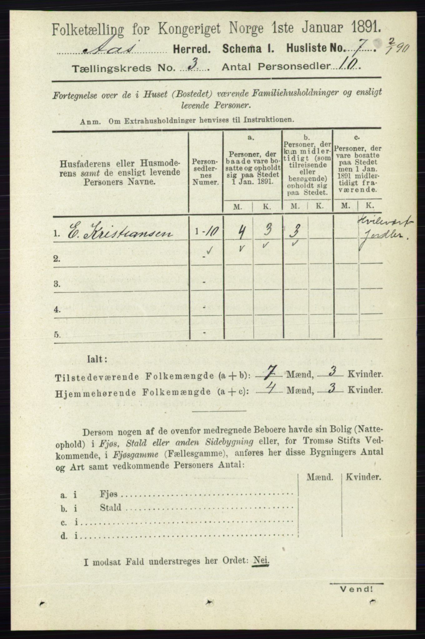 RA, 1891 census for 0214 Ås, 1891, p. 2031