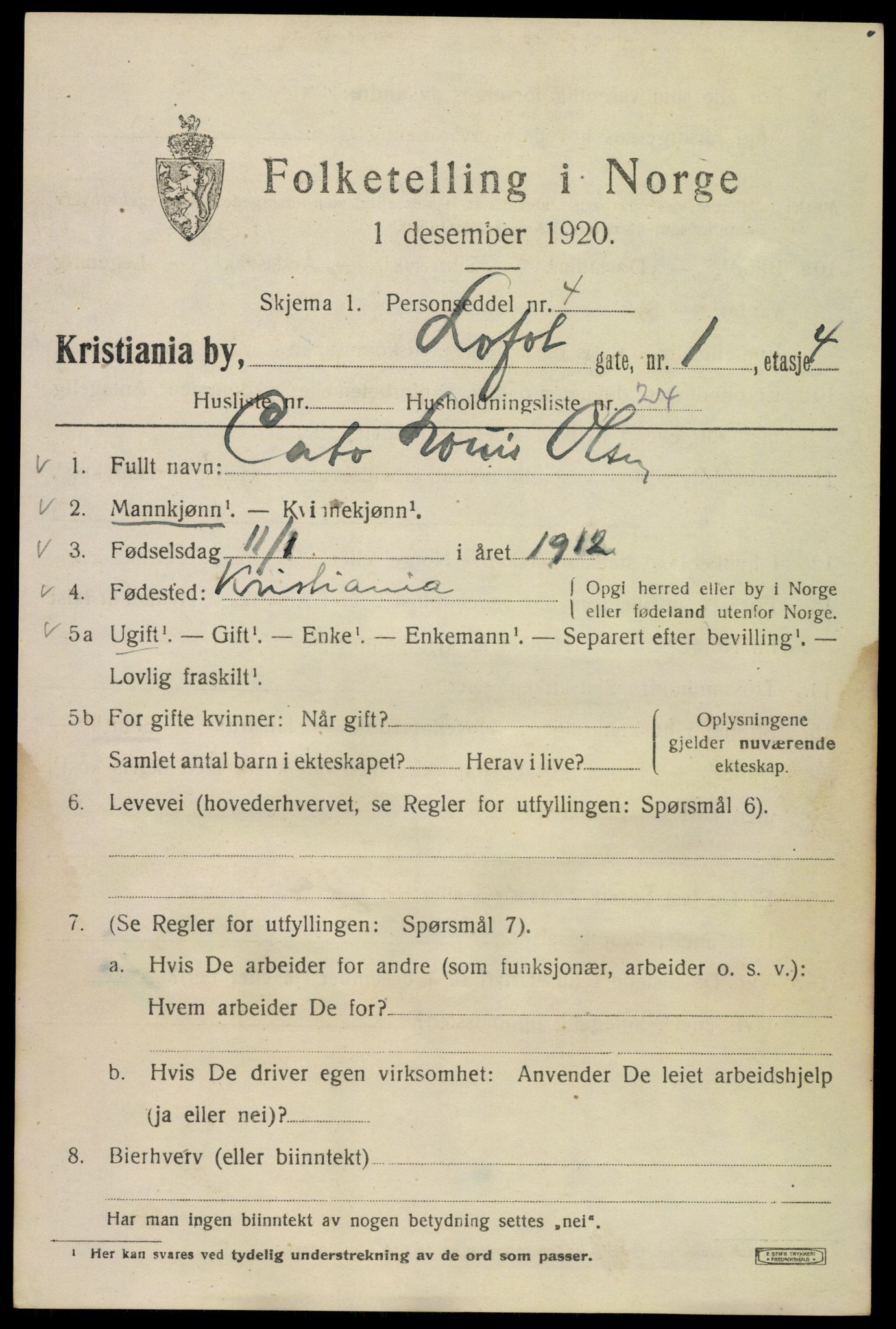 SAO, 1920 census for Kristiania, 1920, p. 366469