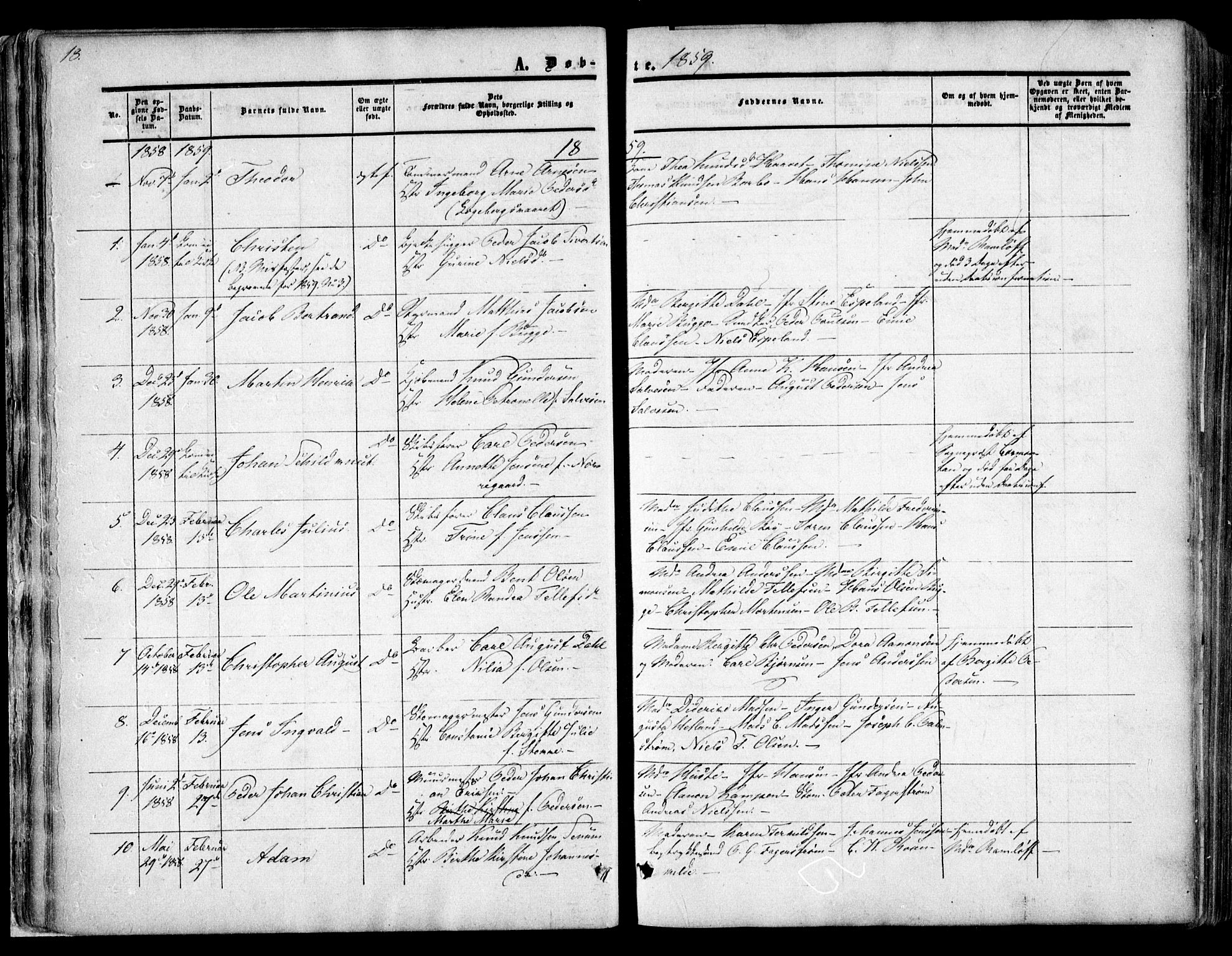 Arendal sokneprestkontor, Trefoldighet, SAK/1111-0040/F/Fa/L0006: Parish register (official) no. A 6, 1855-1868, p. 18