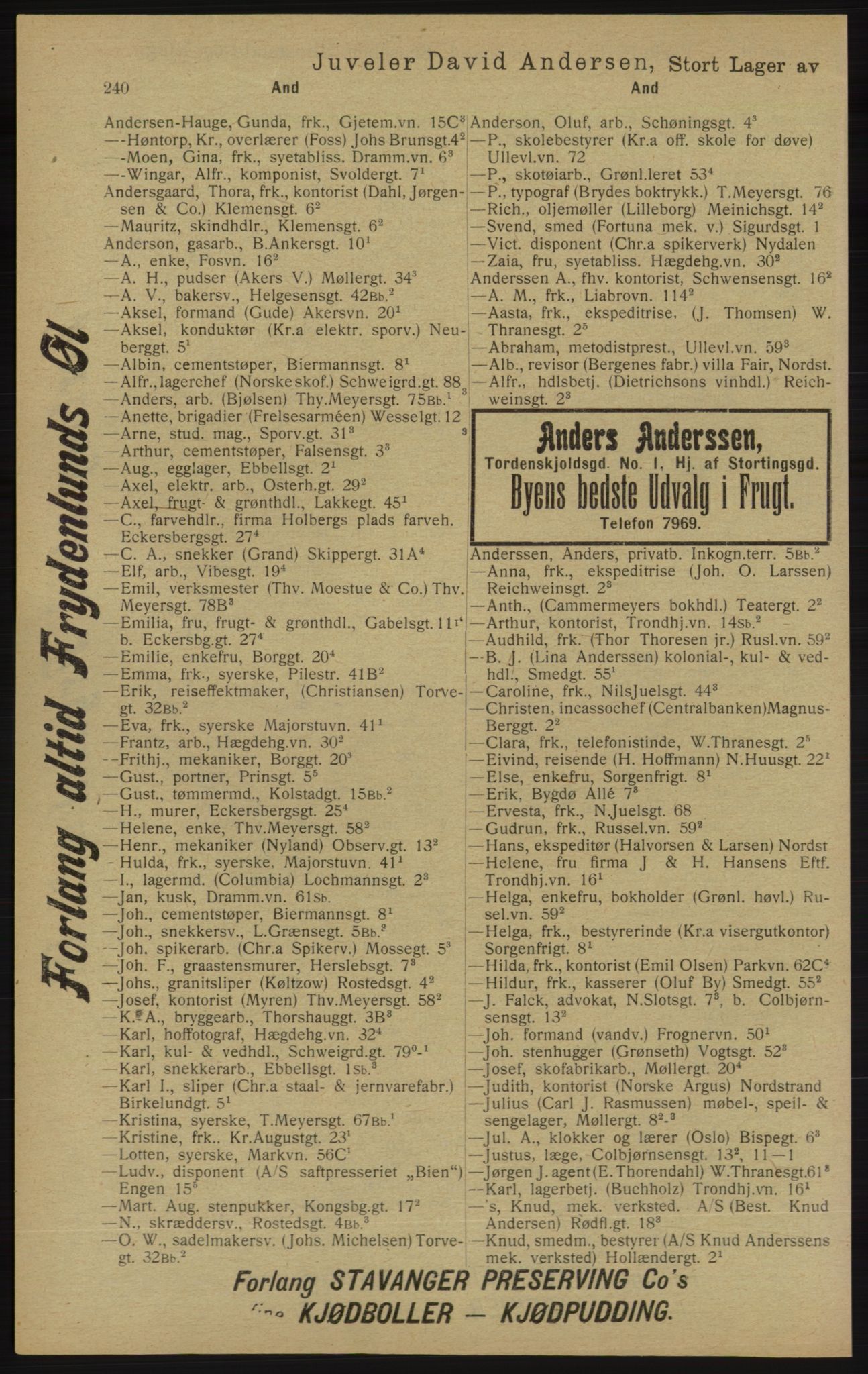 Kristiania/Oslo adressebok, PUBL/-, 1913, p. 250