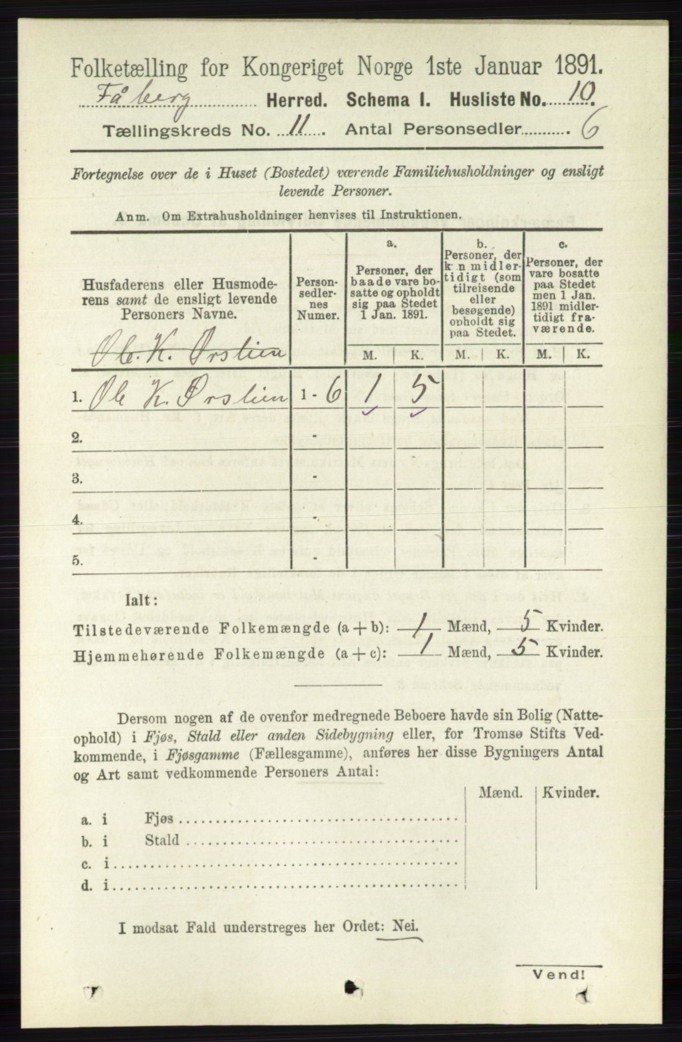 RA, 1891 census for 0524 Fåberg, 1891, p. 4458