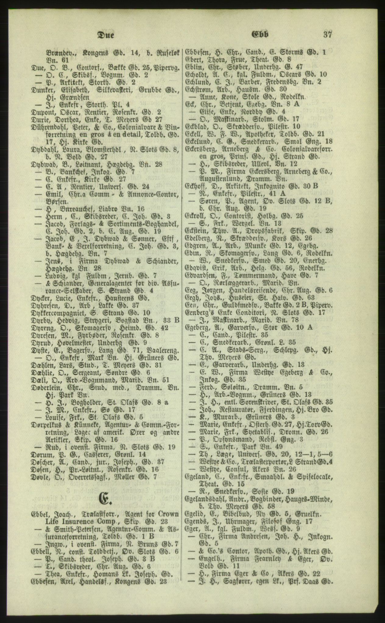 Kristiania/Oslo adressebok, PUBL/-, 1879, p. 37