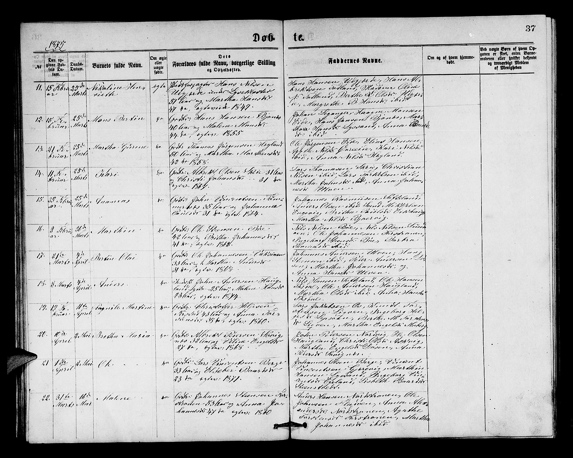 Os sokneprestembete, SAB/A-99929: Parish register (copy) no. A 1, 1869-1879, p. 37