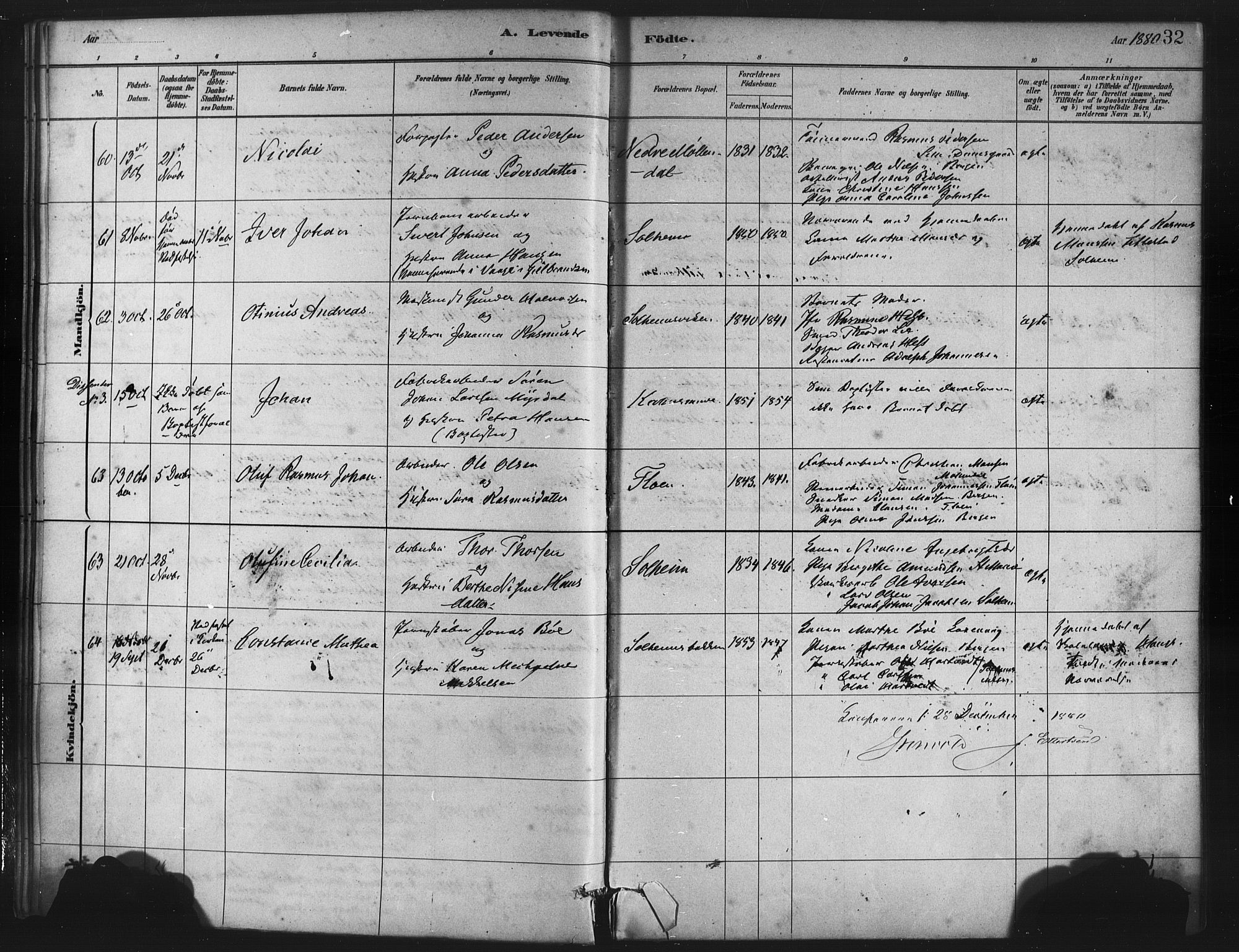 St. Jørgens hospital og Årstad sokneprestembete, AV/SAB-A-99934: Parish register (official) no. A 7, 1879-1886, p. 32