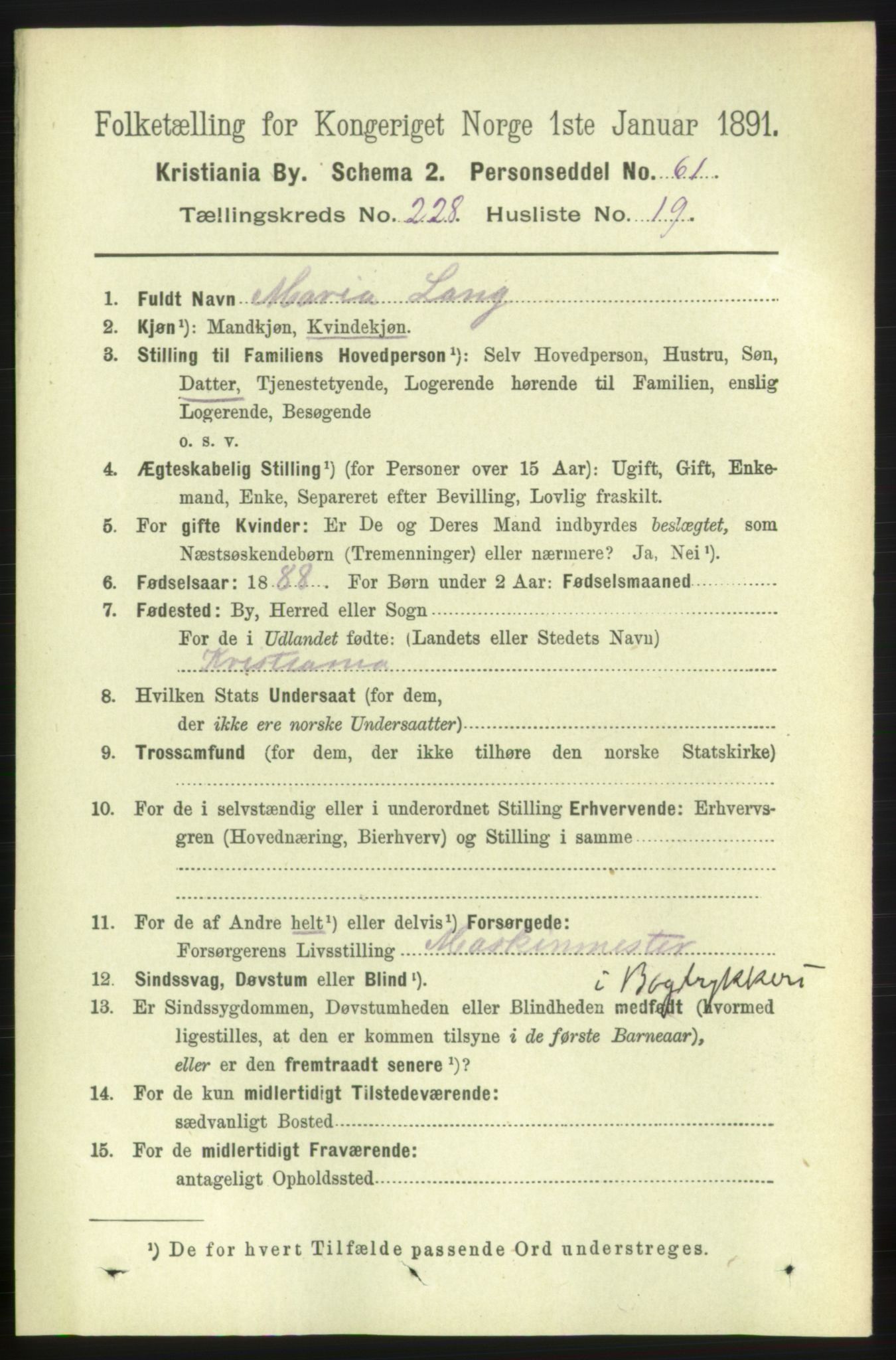 RA, 1891 census for 0301 Kristiania, 1891, p. 140069