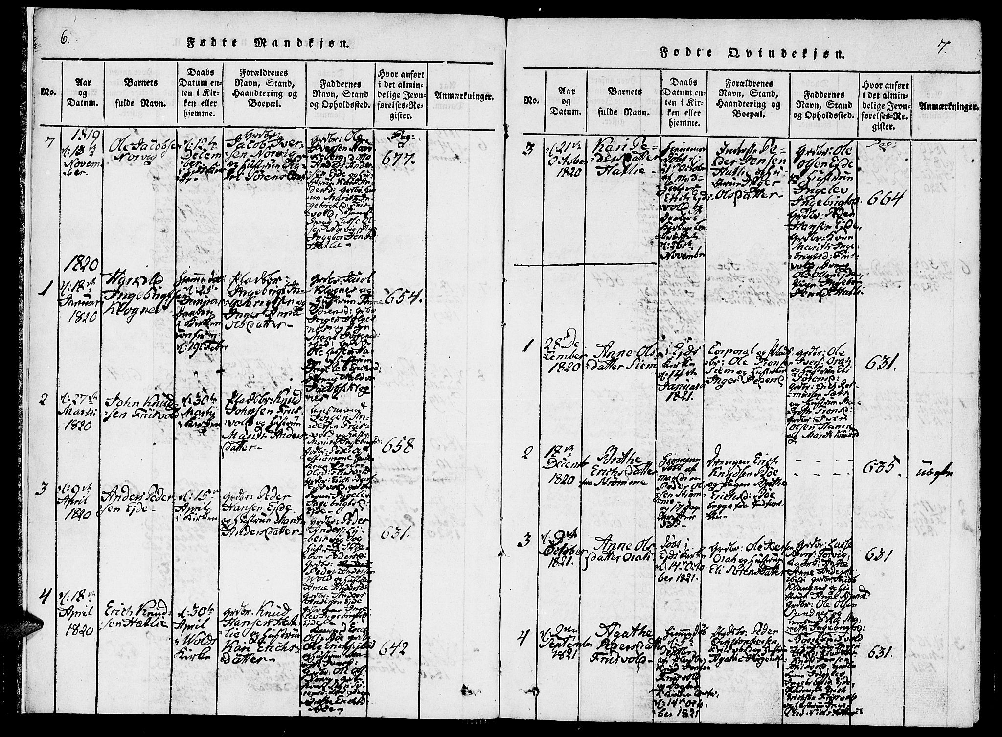 Ministerialprotokoller, klokkerbøker og fødselsregistre - Møre og Romsdal, AV/SAT-A-1454/542/L0551: Parish register (official) no. 542A01, 1818-1853, p. 6-7