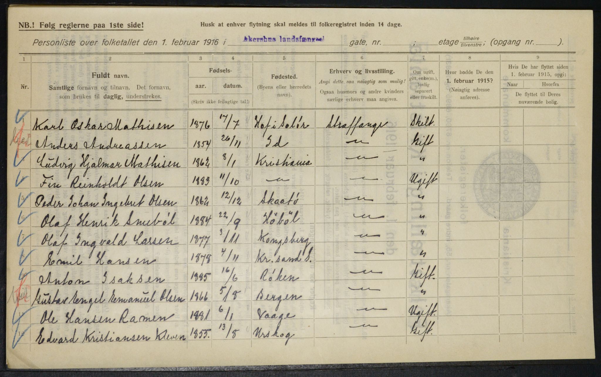 OBA, Municipal Census 1916 for Kristiania, 1916, p. 24611