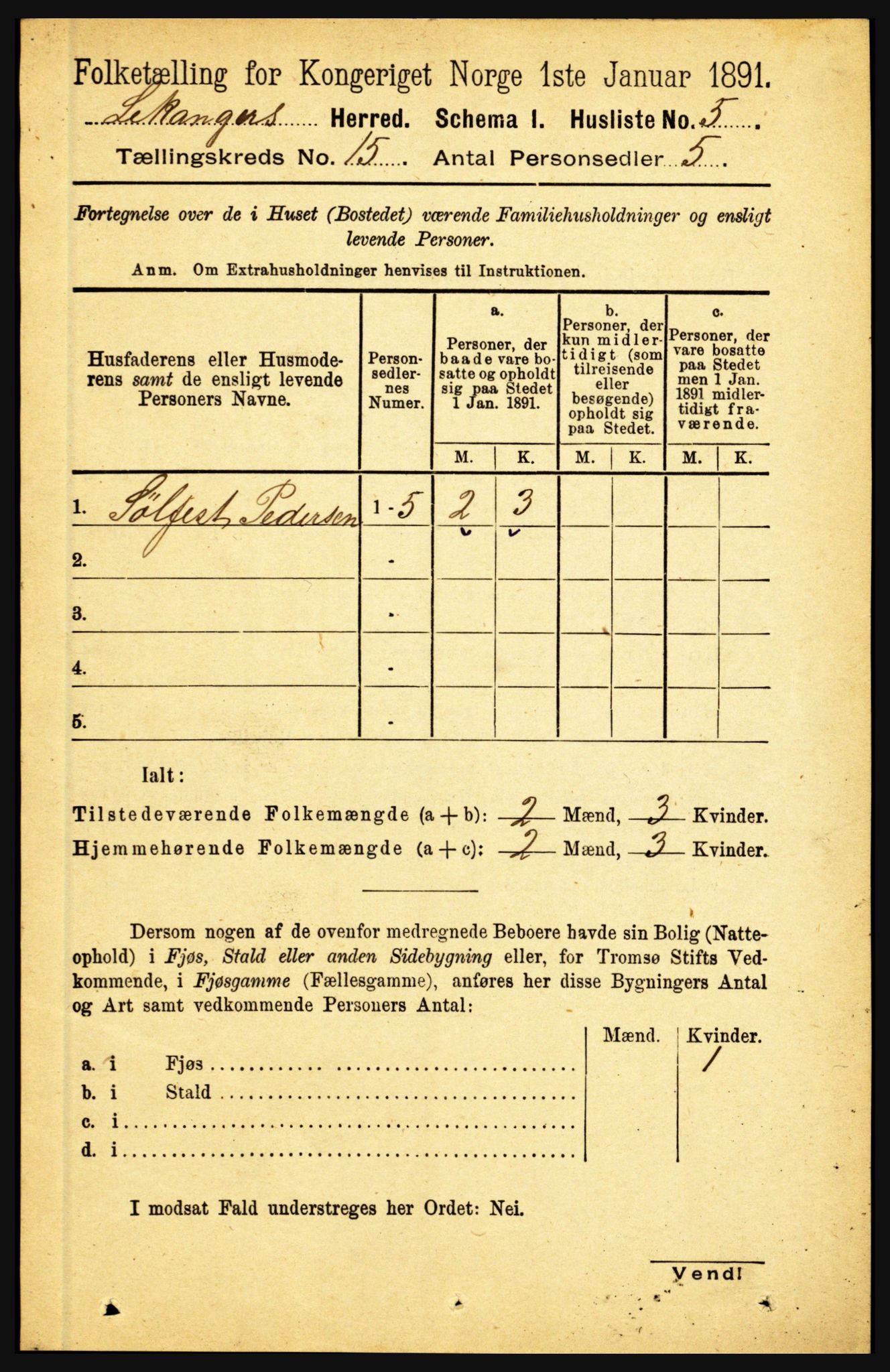 RA, 1891 census for 1419 Leikanger, 1891, p. 2828