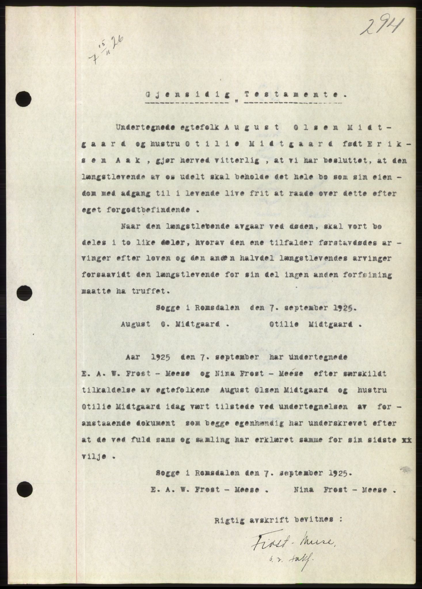 Romsdal sorenskriveri, AV/SAT-A-4149/1/2/2C/L0051: Mortgage book no. 45, 1926-1927, Deed date: 15.11.1926