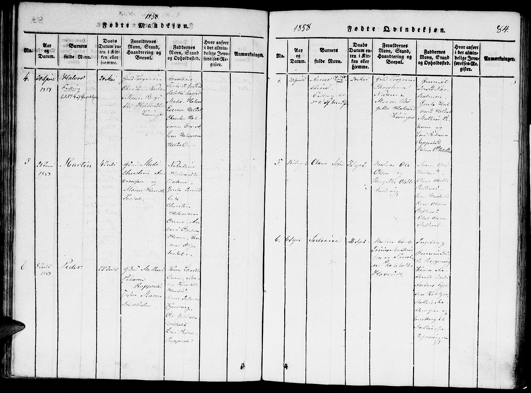 Hommedal sokneprestkontor, AV/SAK-1111-0023/F/Fa/Faa/L0001: Parish register (official) no. A 1, 1816-1860, p. 84