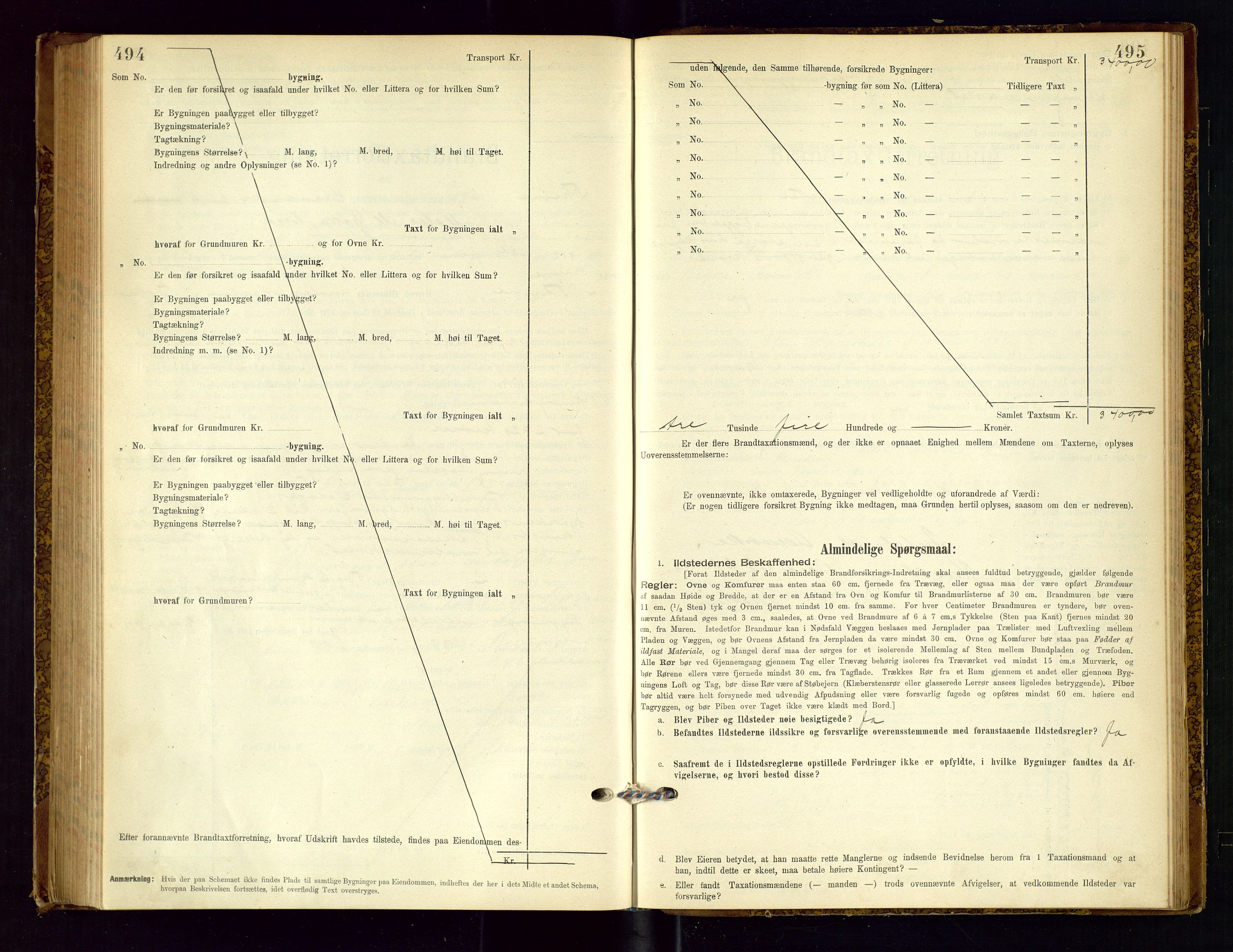 Time lensmannskontor, SAST/A-100420/Gob/L0001: Branntakstprotokoll, 1896-1914, p. 494-495
