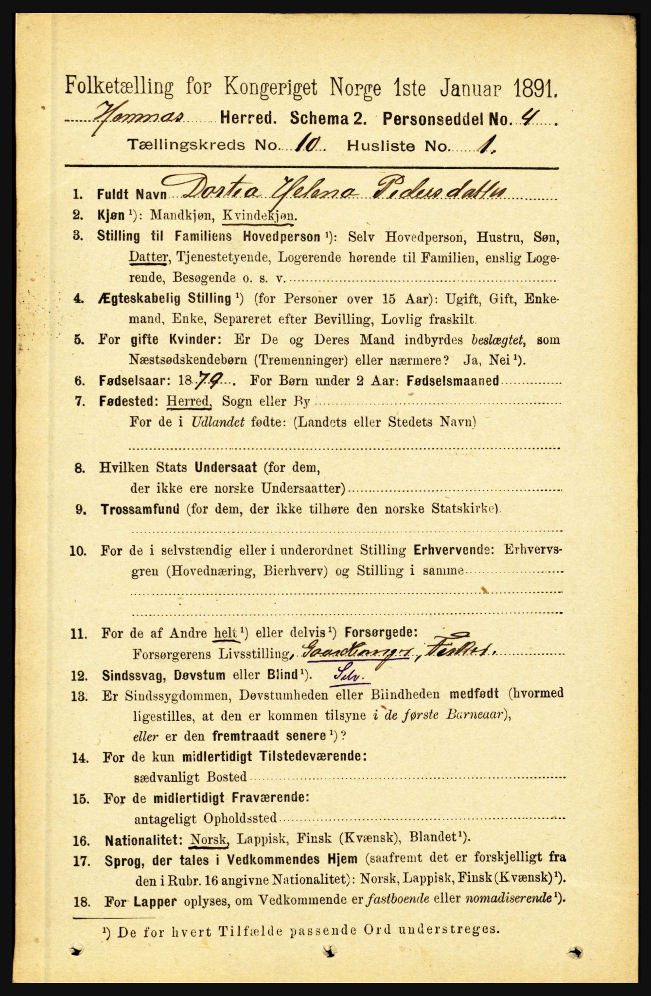 RA, 1891 census for 1832 Hemnes, 1891, p. 4800