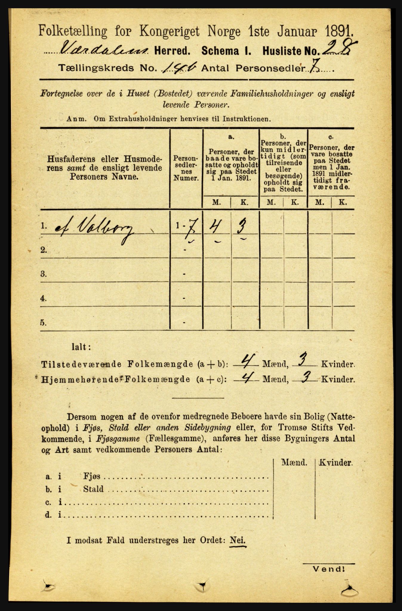 RA, 1891 census for 1721 Verdal, 1891, p. 7351