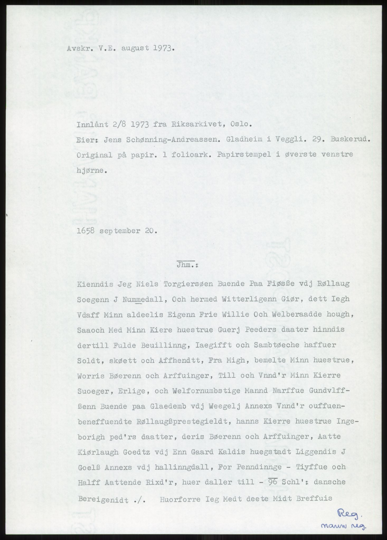 Samlinger til kildeutgivelse, Diplomavskriftsamlingen, AV/RA-EA-4053/H/Ha, p. 163