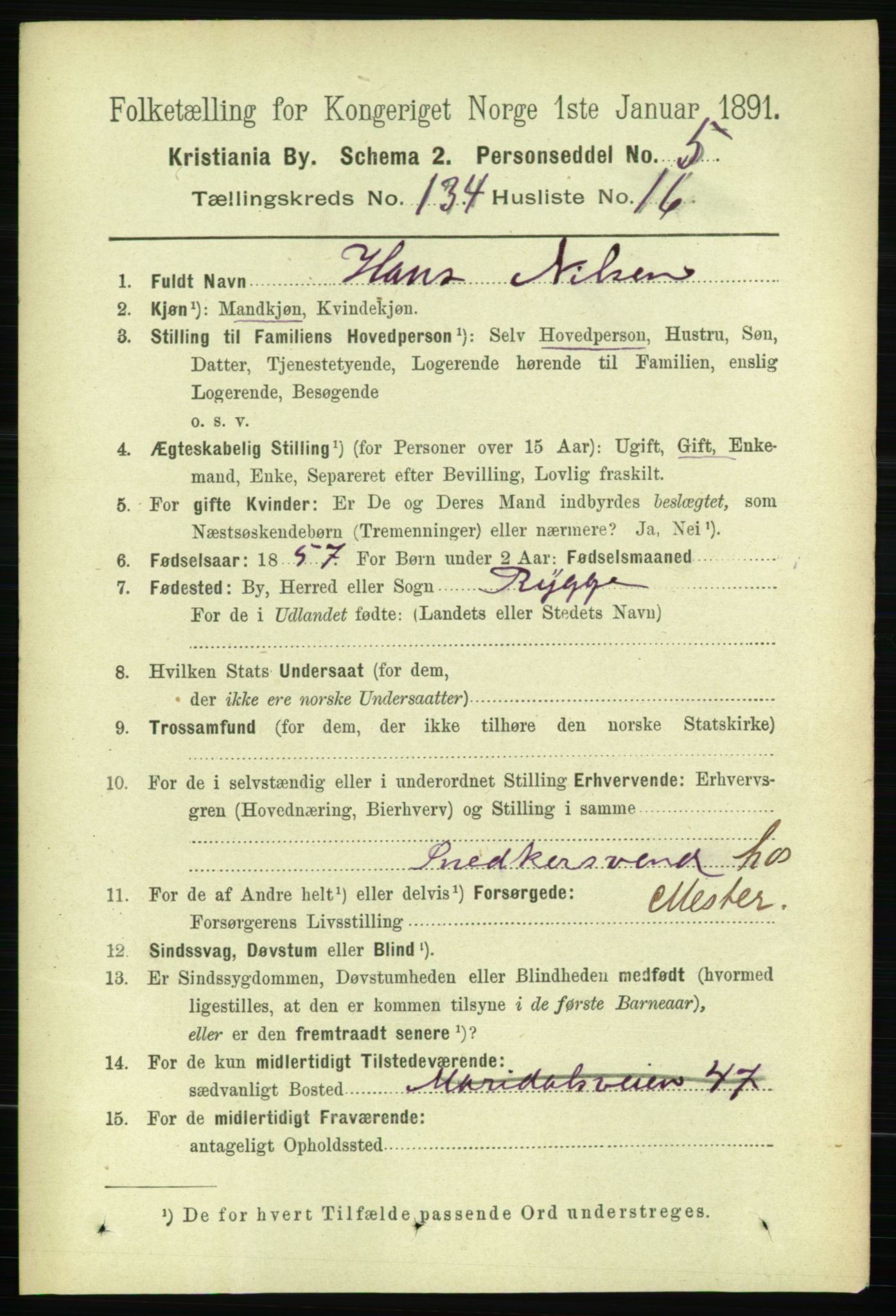 RA, 1891 census for 0301 Kristiania, 1891, p. 73732