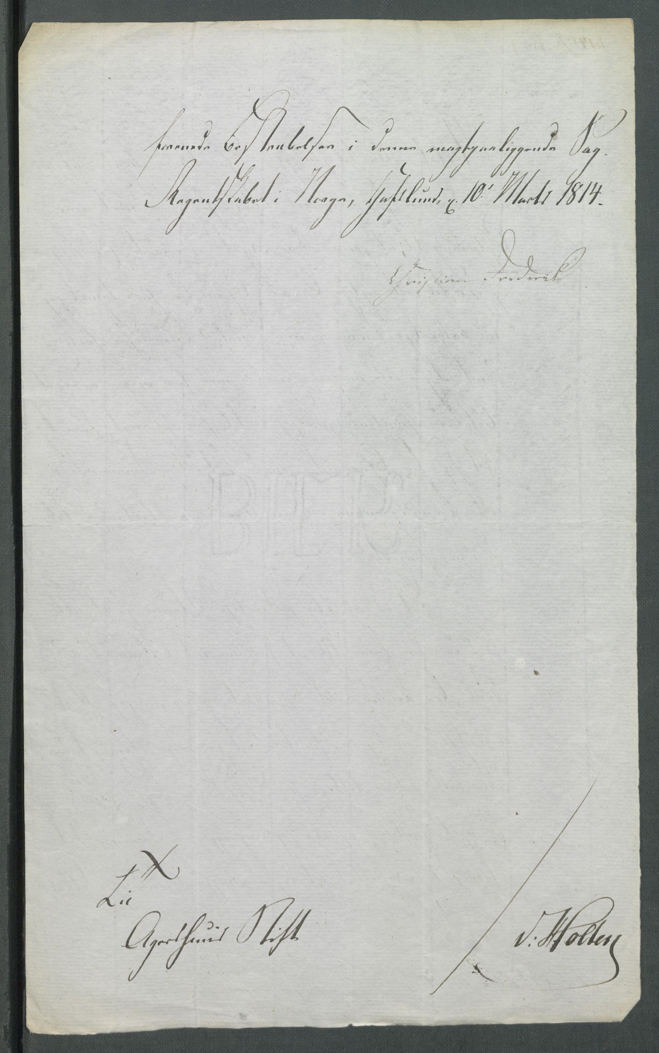 Forskjellige samlinger, Historisk-kronologisk samling, AV/RA-EA-4029/G/Ga/L0009A: Historisk-kronologisk samling. Dokumenter fra januar og ut september 1814. , 1814, p. 43