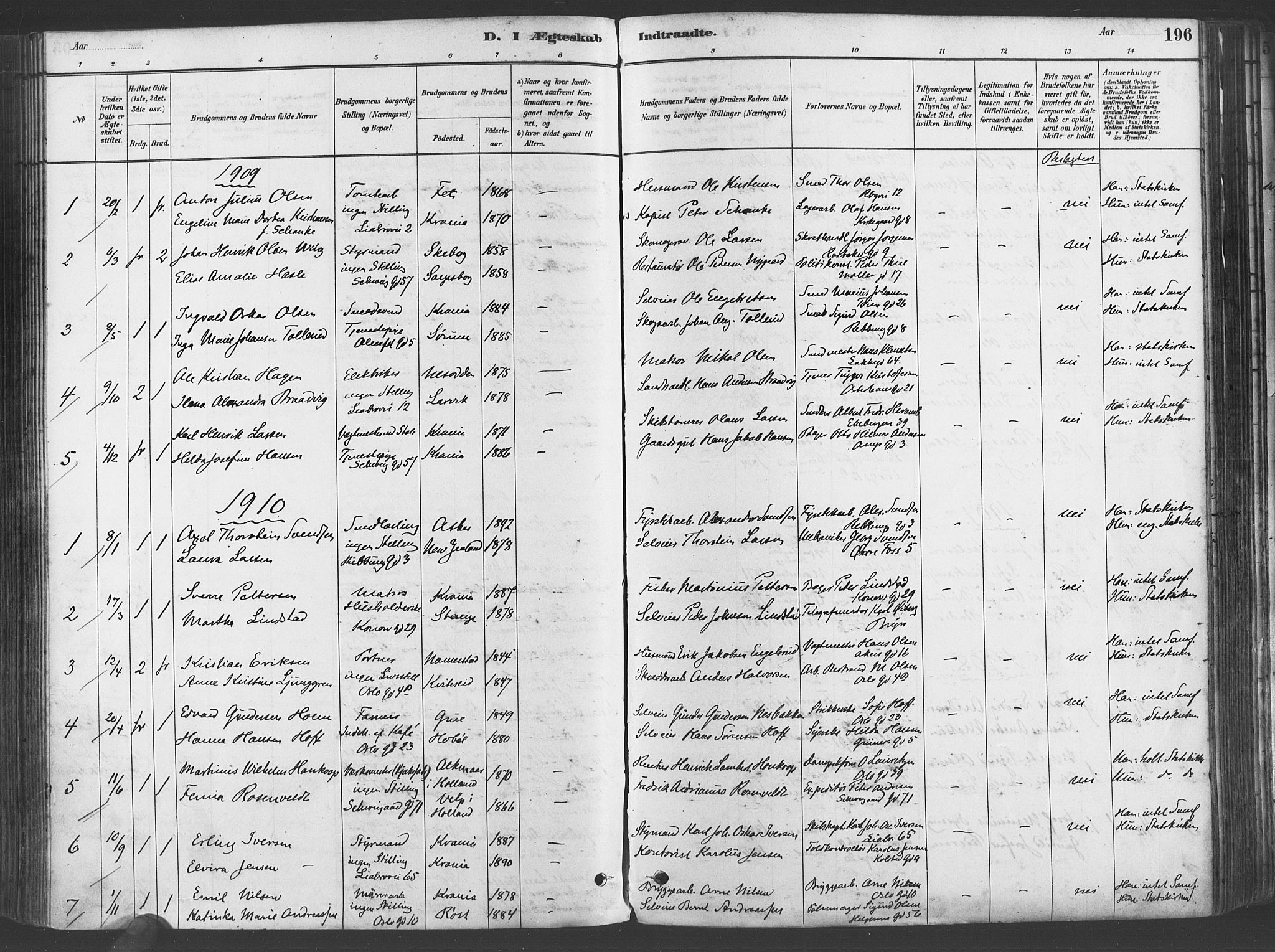 Gamlebyen prestekontor Kirkebøker, SAO/A-10884/F/Fa/L0006: Parish register (official) no. 6, 1881-1890, p. 196