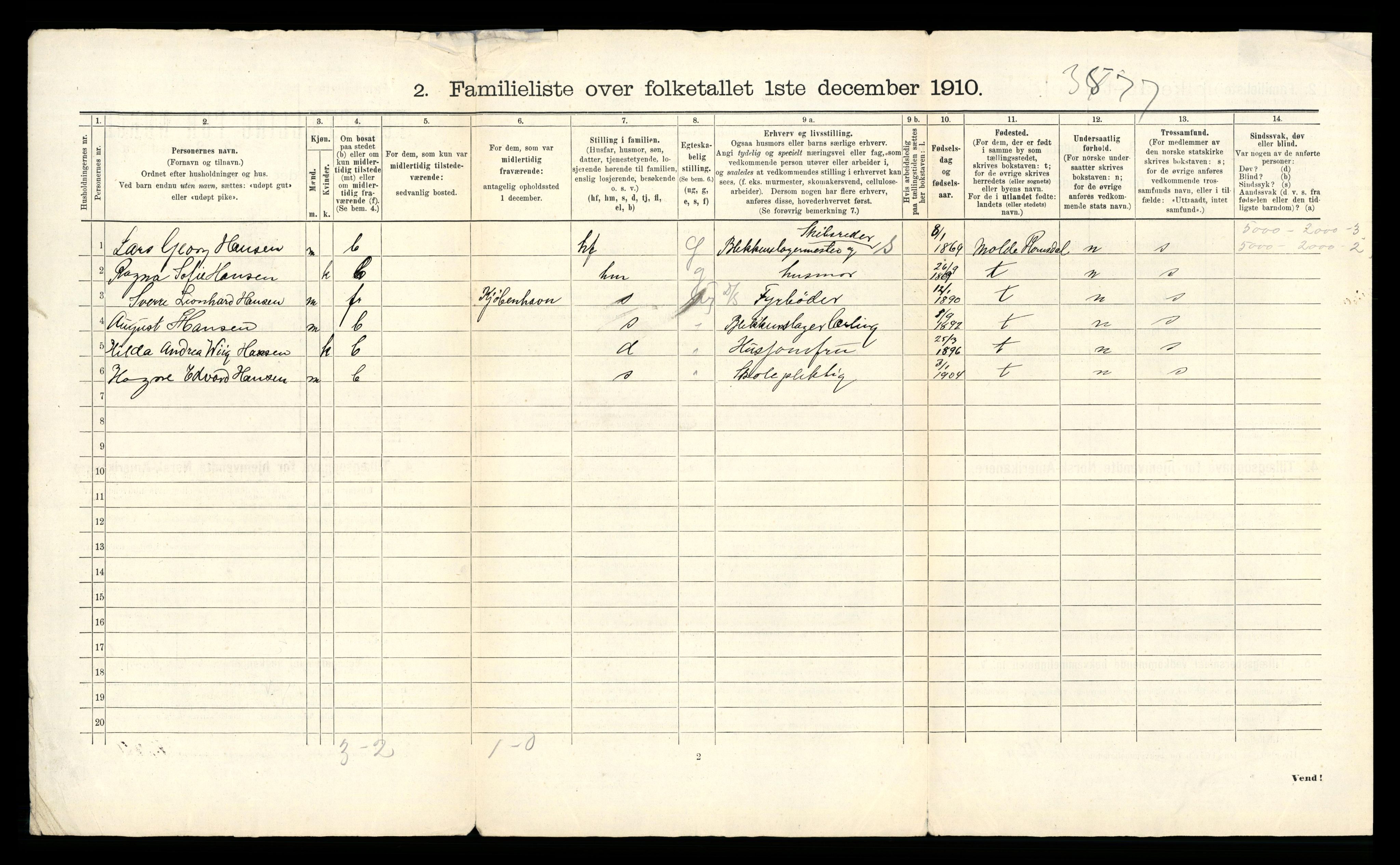 RA, 1910 census for Tromsø, 1910, p. 2495