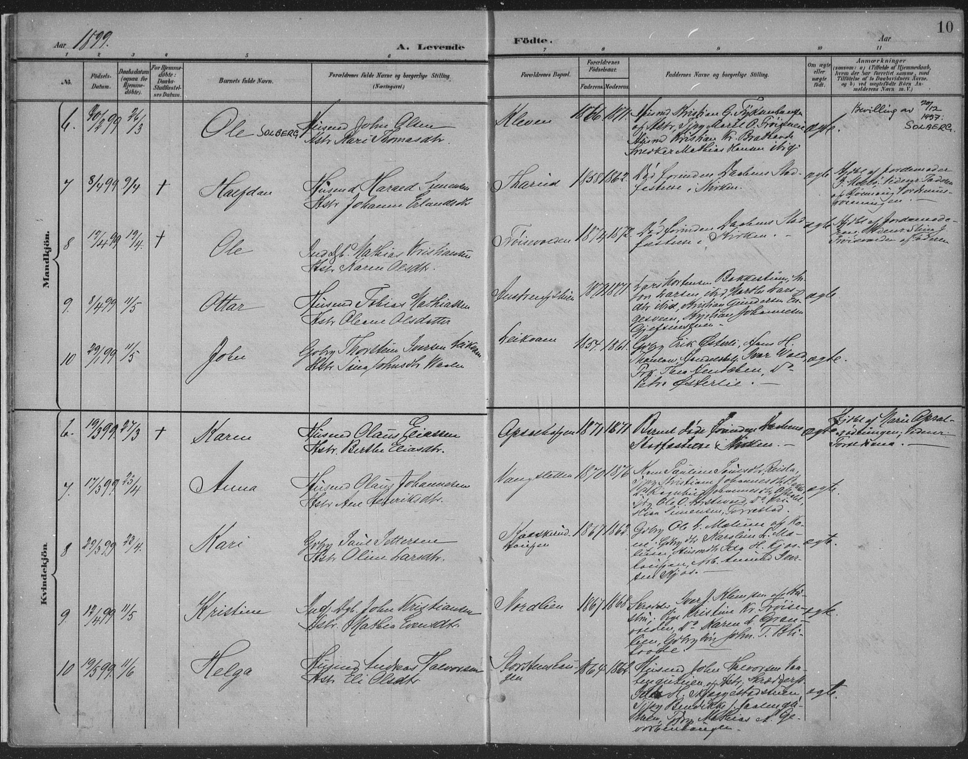 Østre Gausdal prestekontor, SAH/PREST-092/H/Ha/Haa/L0004: Parish register (official) no. 4, 1898-1914, p. 10