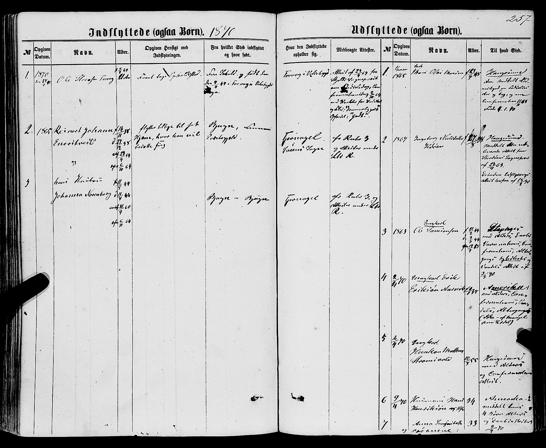 Sveio Sokneprestembete, SAB/A-78501/H/Haa: Parish register (official) no. A 1, 1861-1877, p. 257