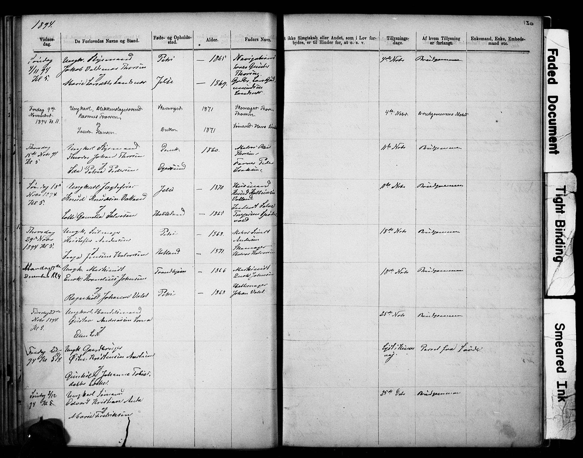 Domkirken sokneprestkontor, SAST/A-101812/001/30/30BB/L0014: Parish register (copy) no. B 14, 1875-1902, p. 130