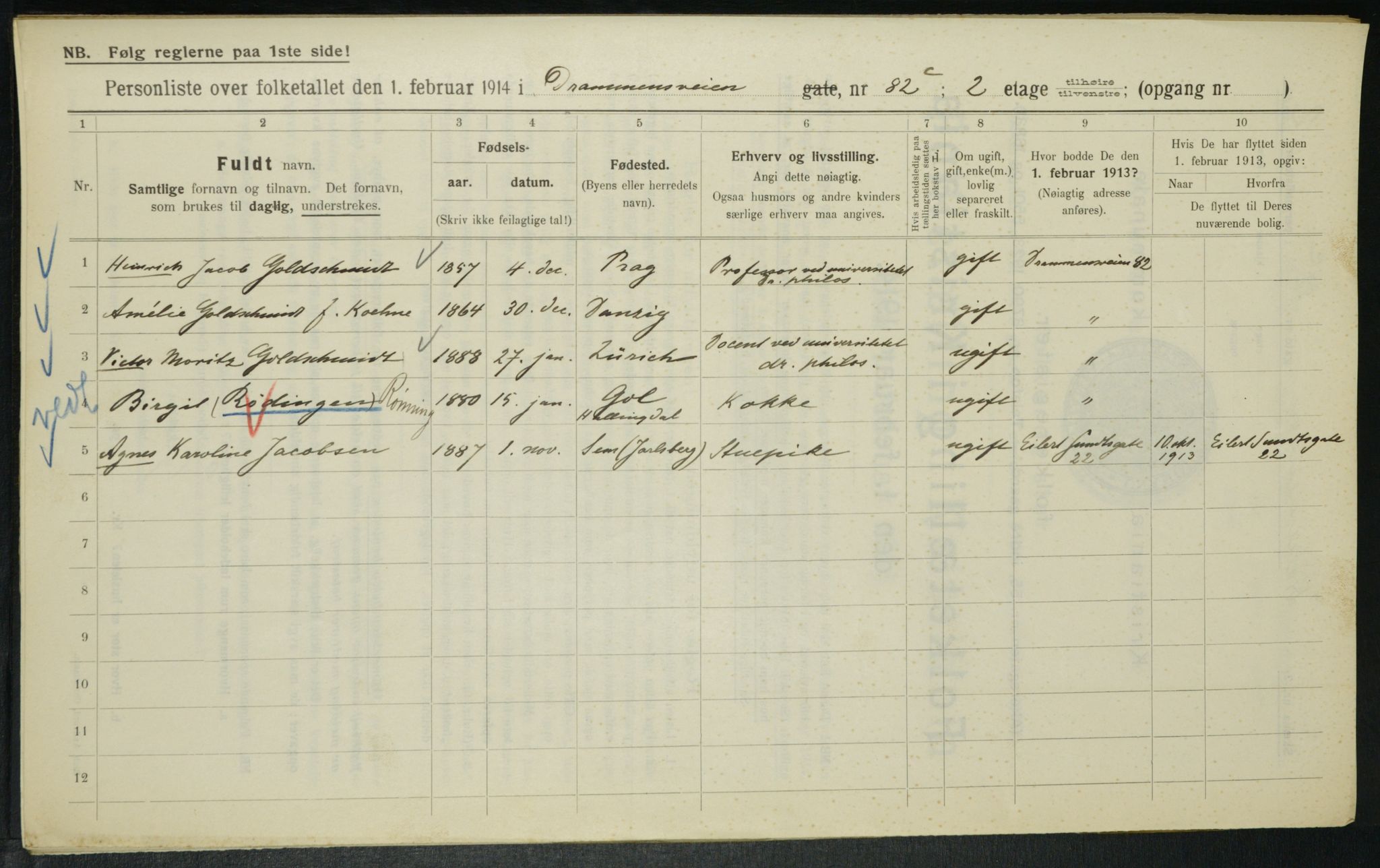 OBA, Municipal Census 1914 for Kristiania, 1914, p. 17071